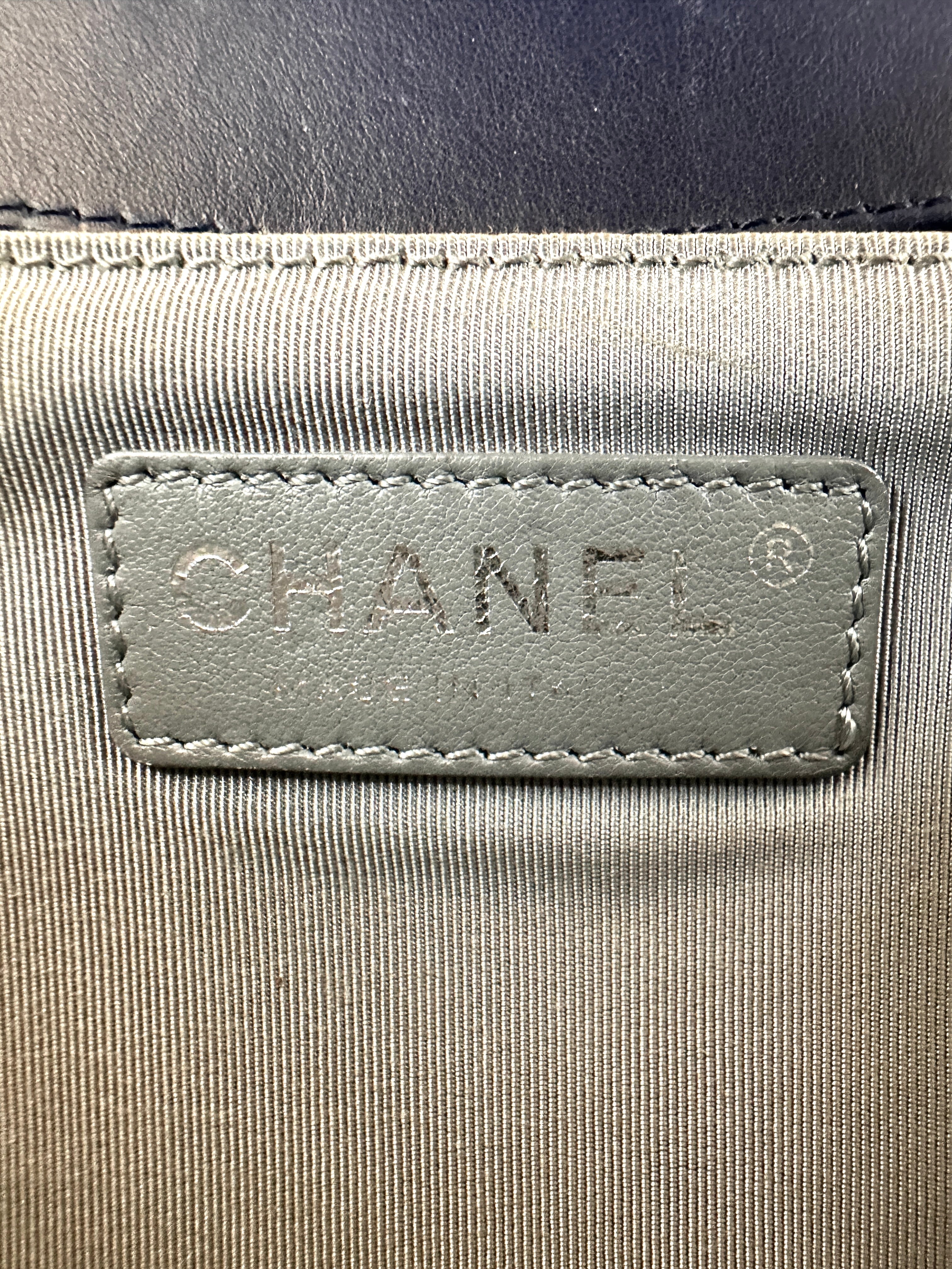 Chanel LeBoy Black Chevron Quilted Leather Flap Bag With Silver Buckle(20***77) CC2156