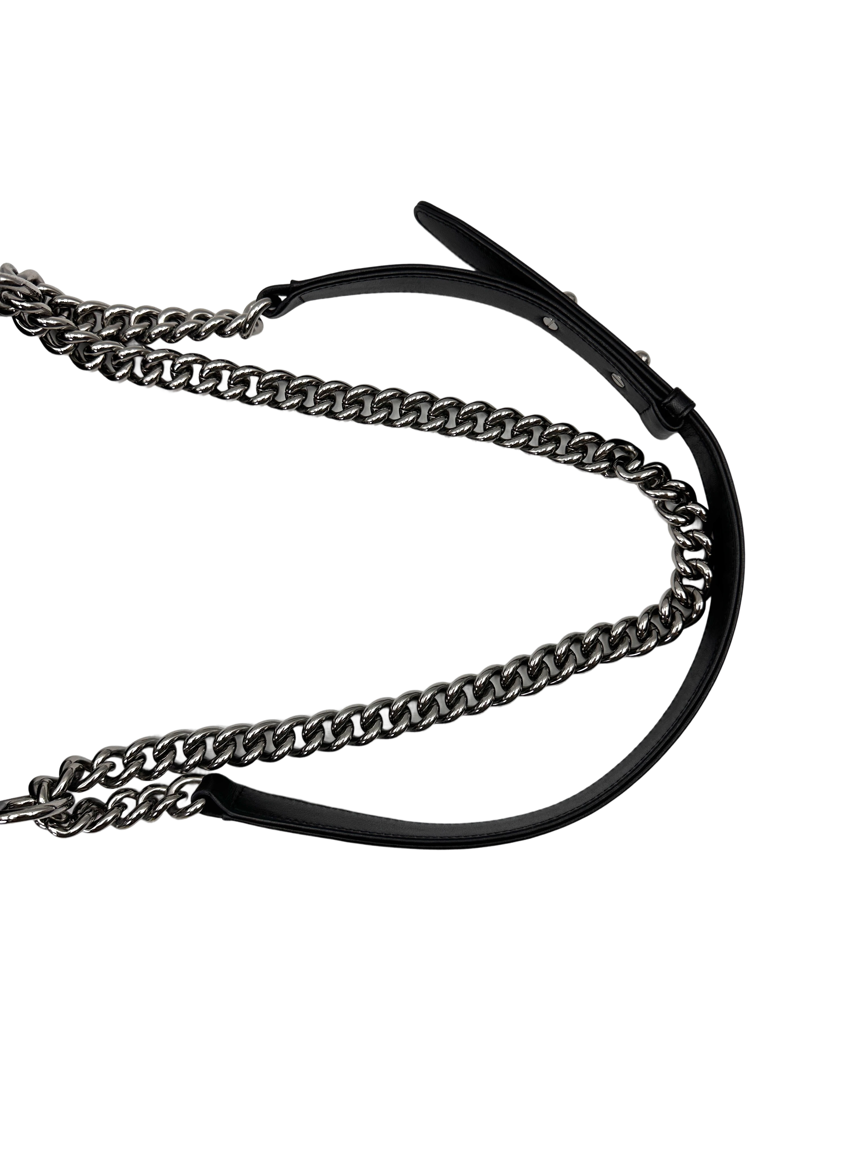 Chanel LeBoy Black Chevron Quilted Lambskin Small Size Flap Bag With Silver Buckle(24***25) CC2159
