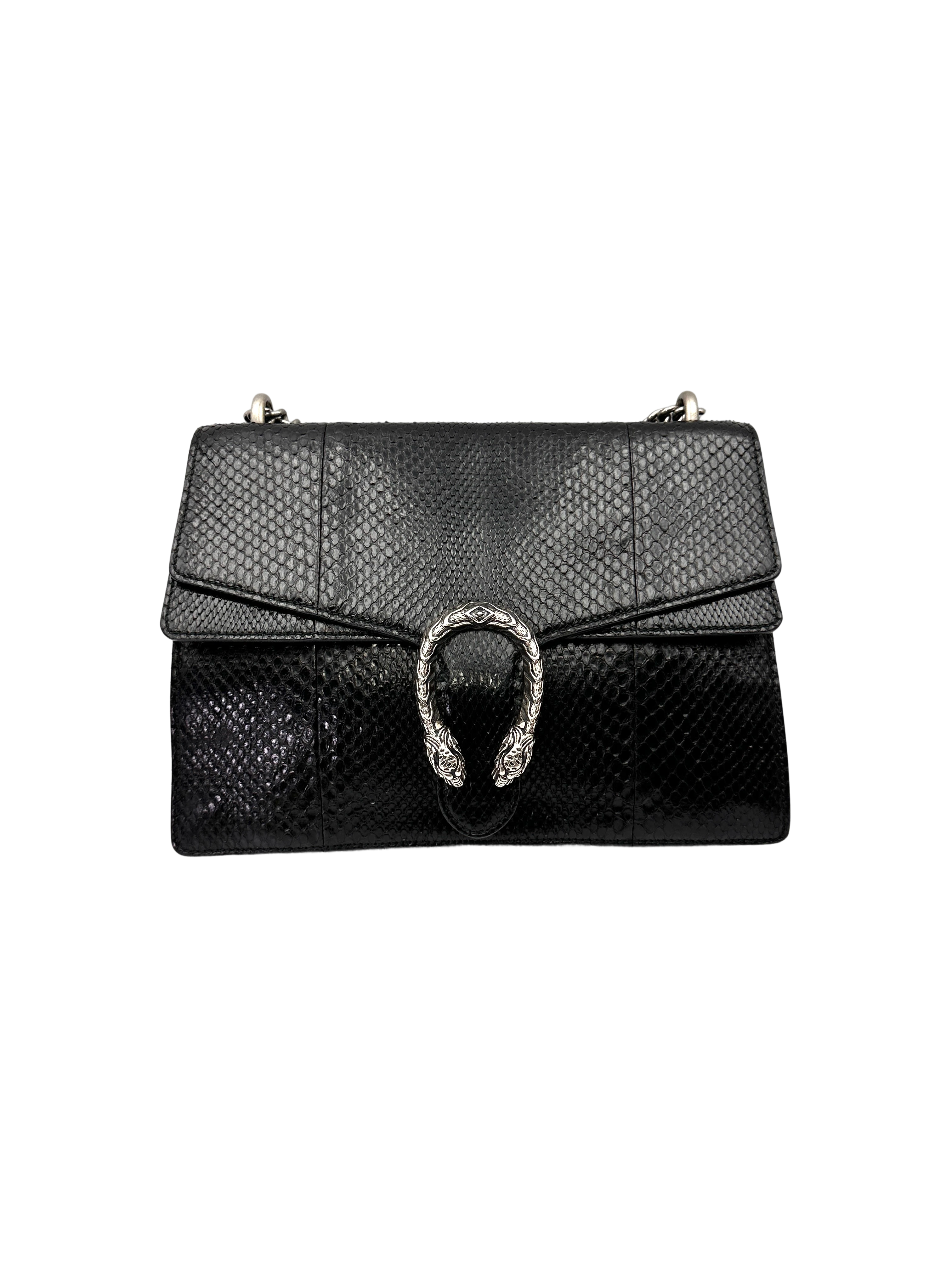 Gucci Dionysus Black Python Leather Small Size Shoulder Bag GG1320