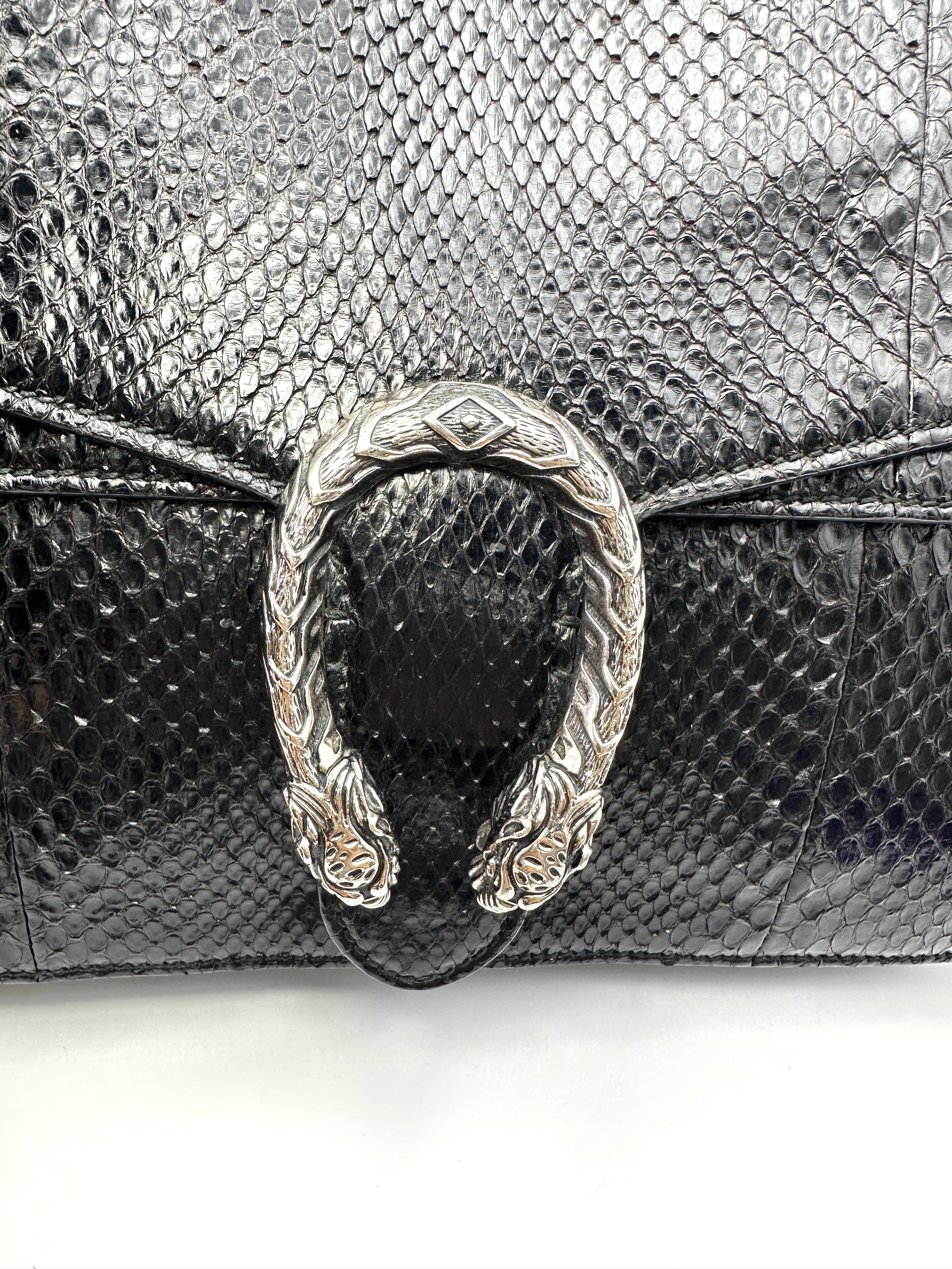 Gucci Dionysus Black Python Leather Small Size Shoulder Bag GG1320