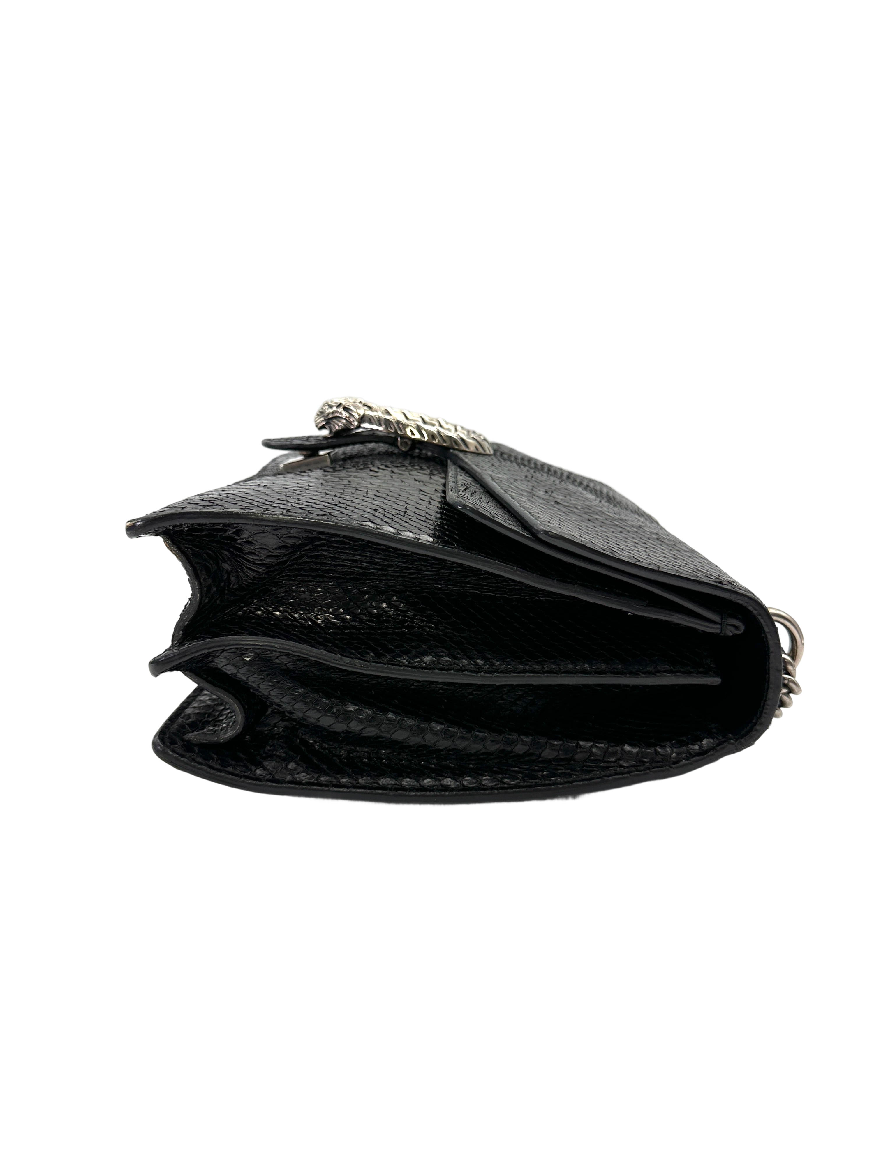 Gucci Dionysus Black Python Leather Small Size Shoulder Bag GG1320