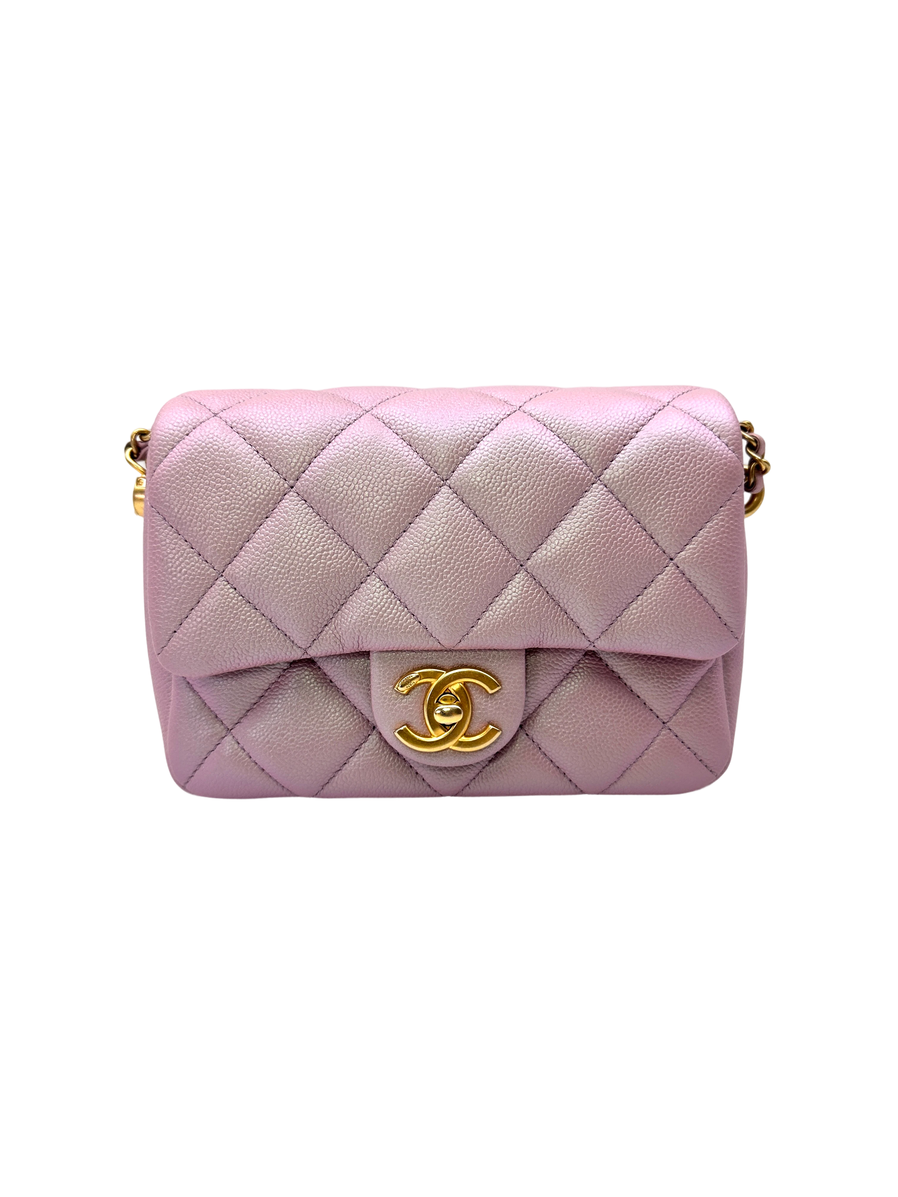 Chanel Iridescent Pink Quilted Leather Flap Bag With Gold Hardware(AJ***N5) IRIS240