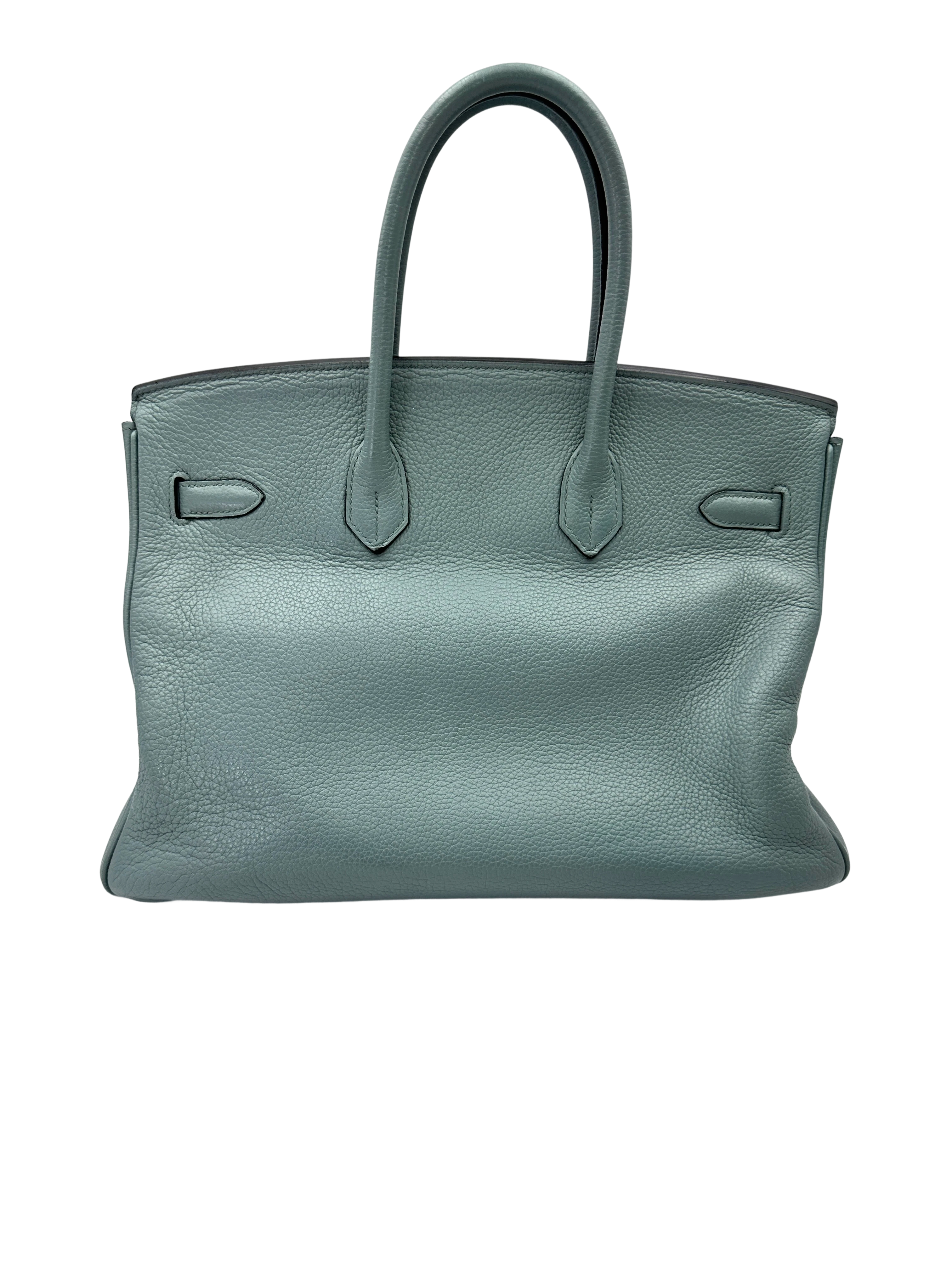 Hermes Kelly Light Blue Leather Top Handle Bag With Silver Hardware HR125