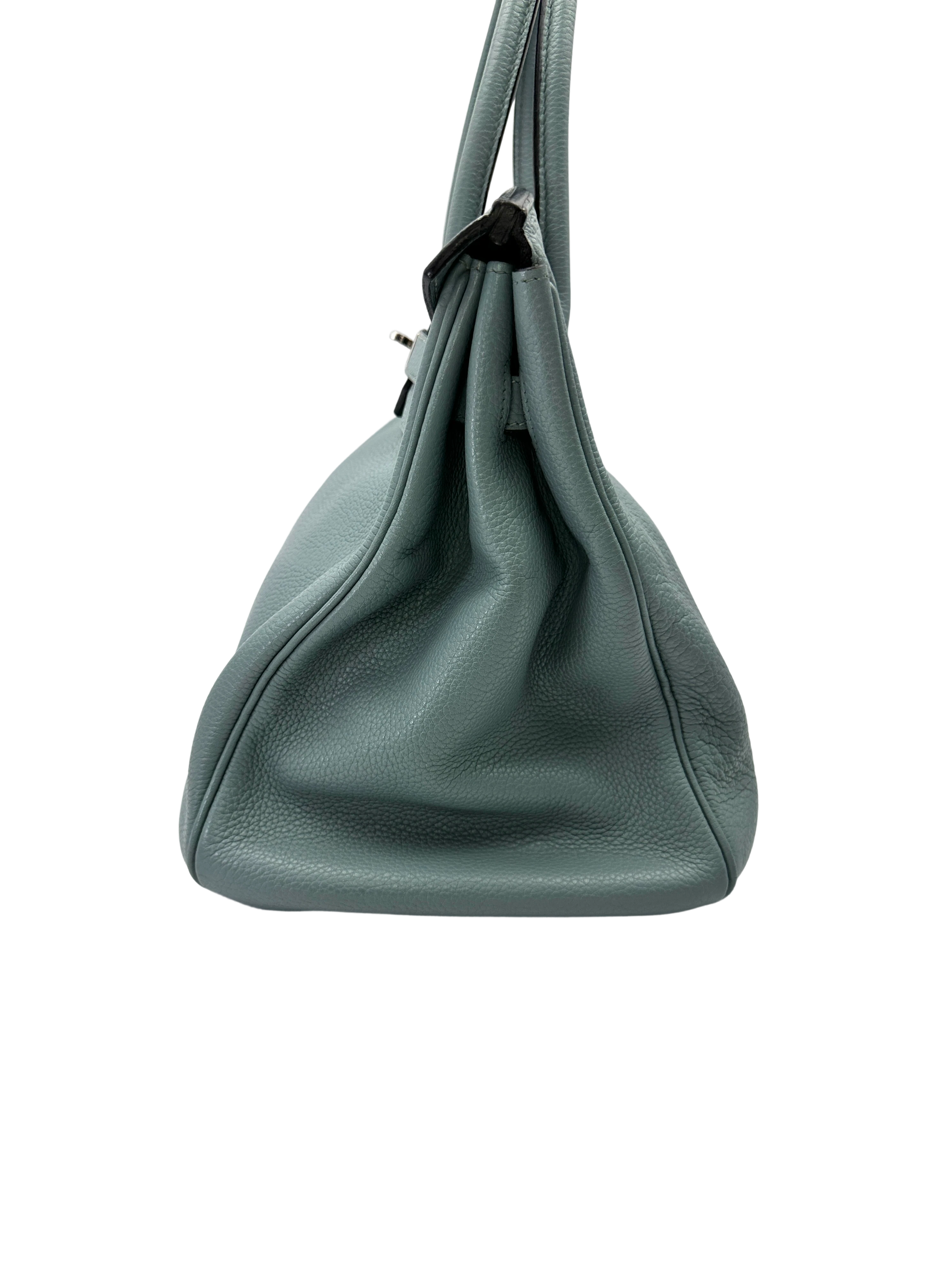Hermes Kelly Light Blue Leather Top Handle Bag With Silver Hardware HR125