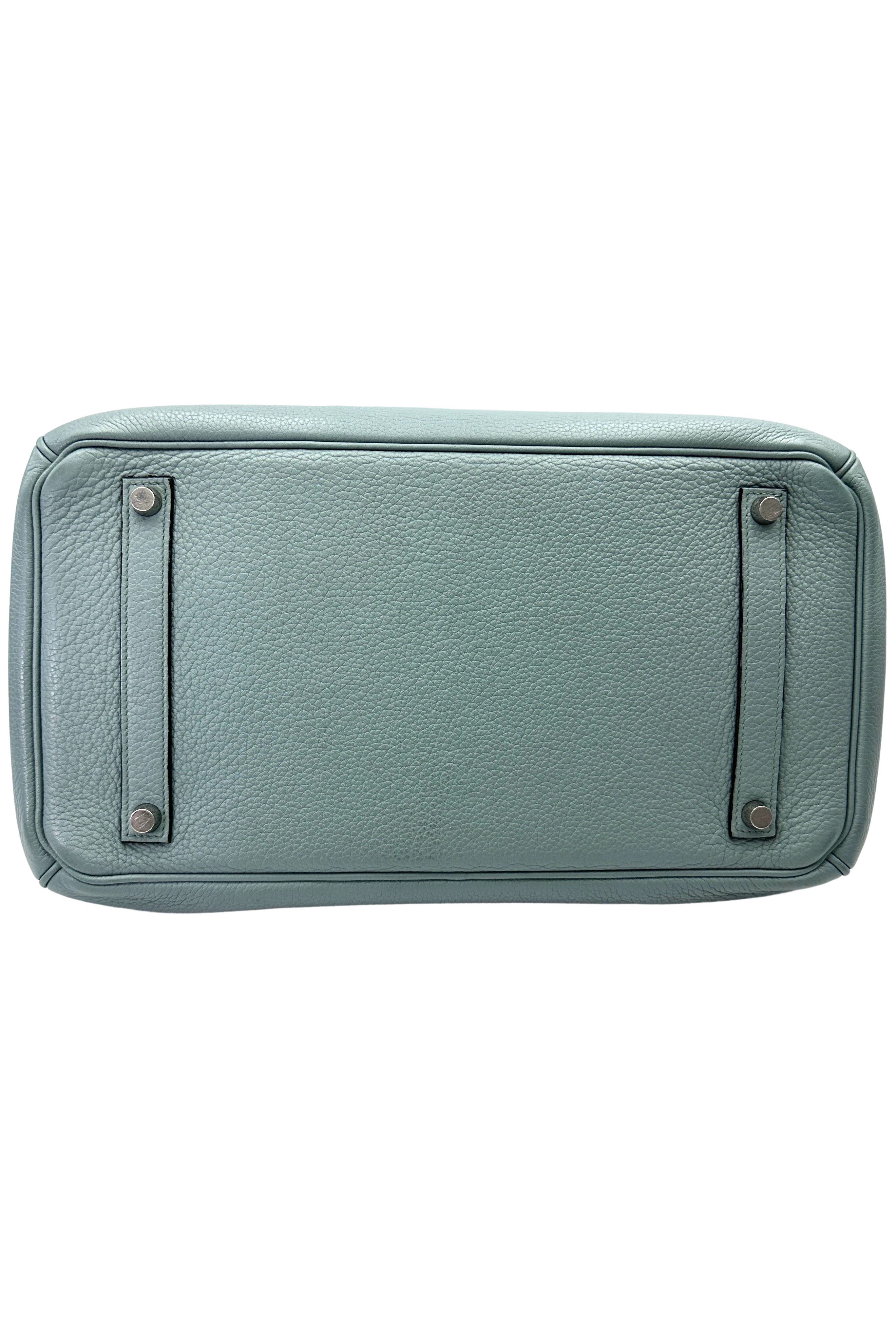 Hermes Kelly Light Blue Leather Top Handle Bag With Silver Hardware HR125
