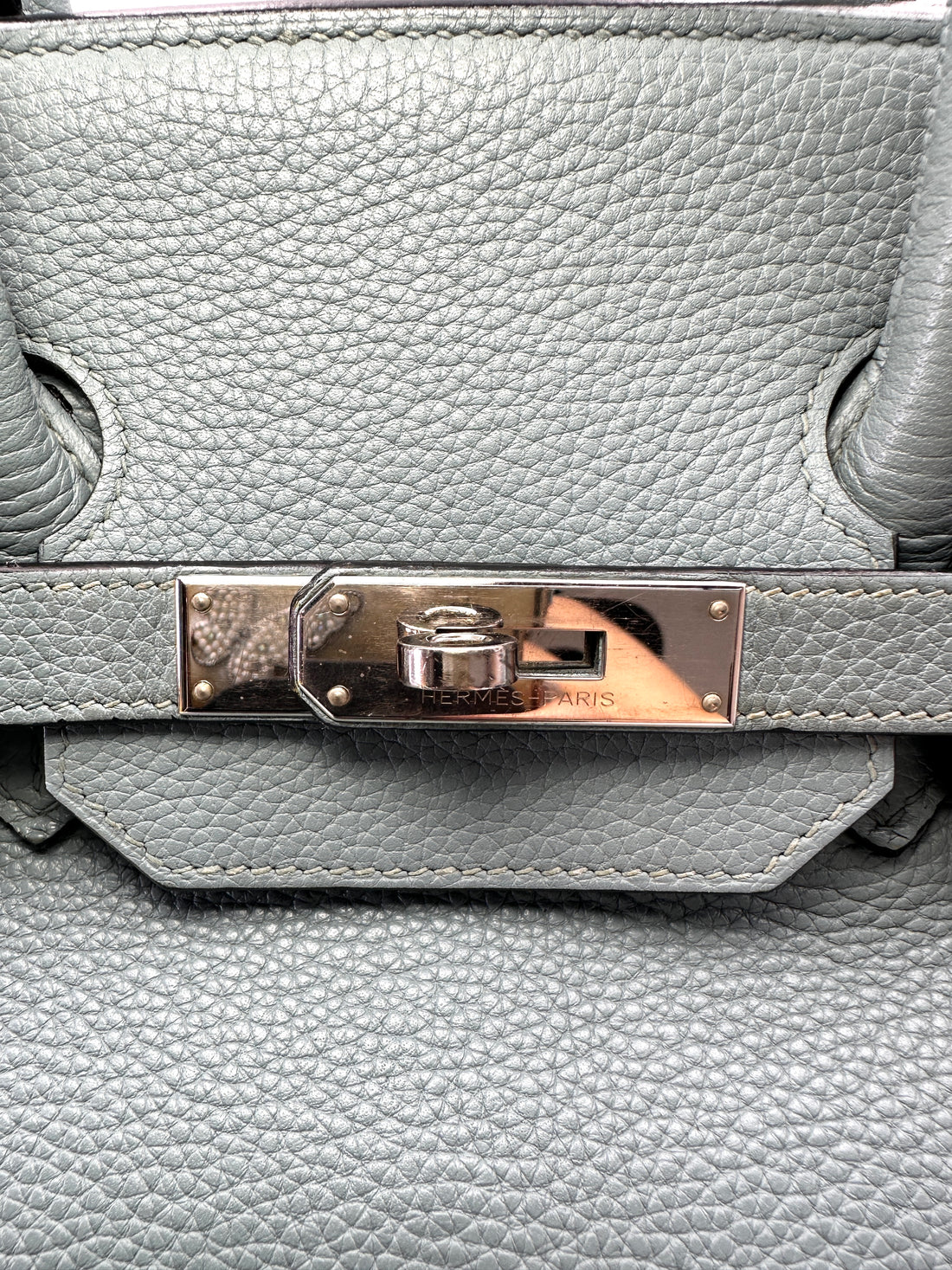 Hermes Kelly Light Blue Leather Top Handle Bag With Silver Hardware HR125