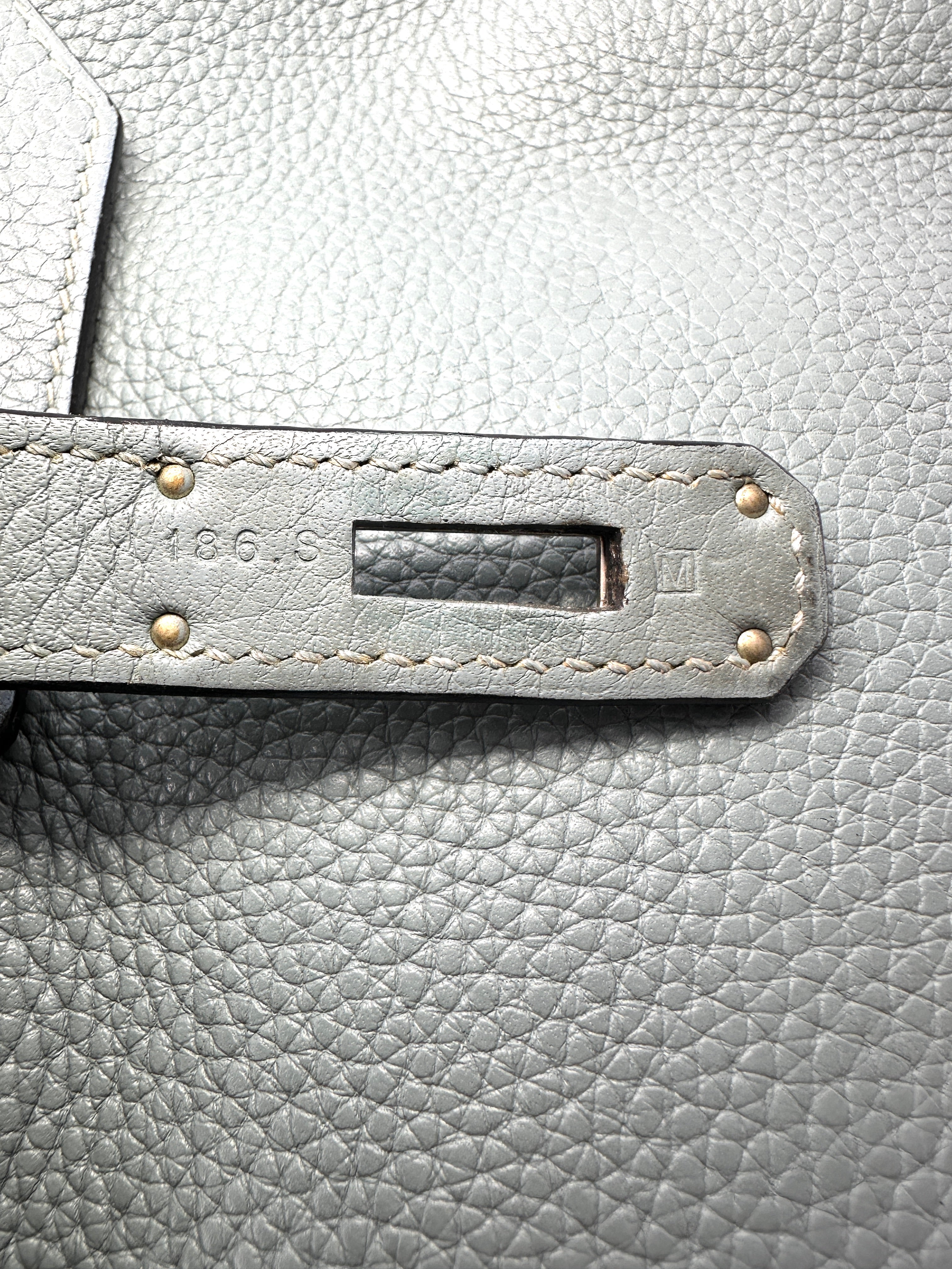 Hermes Kelly Light Blue Leather Top Handle Bag With Silver Hardware HR125