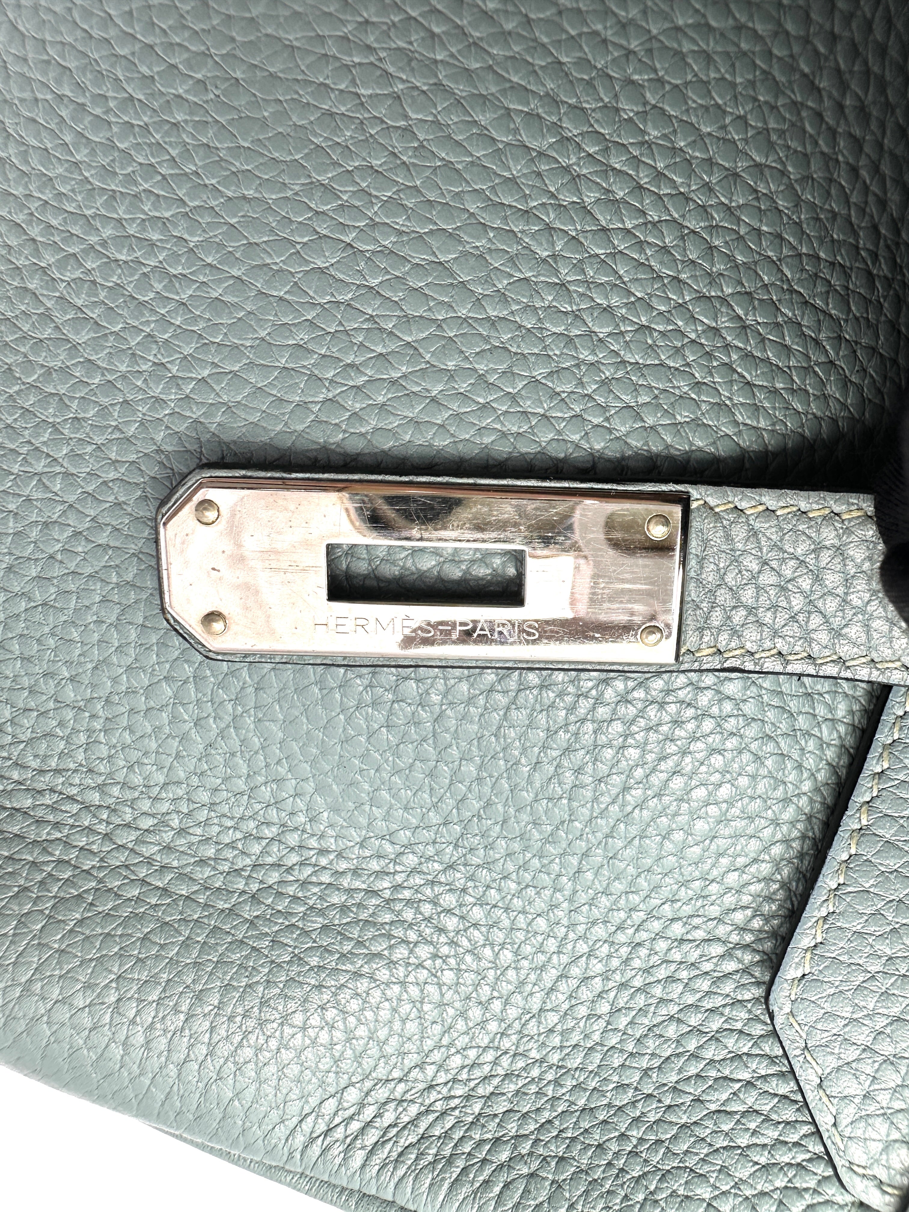 Hermes Kelly Light Blue Leather Top Handle Bag With Silver Hardware HR125
