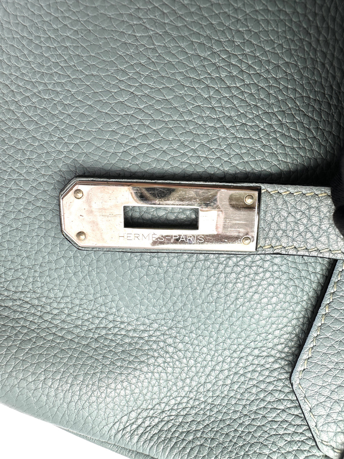 Hermes Kelly Light Blue Leather Top Handle Bag With Silver Hardware HR125
