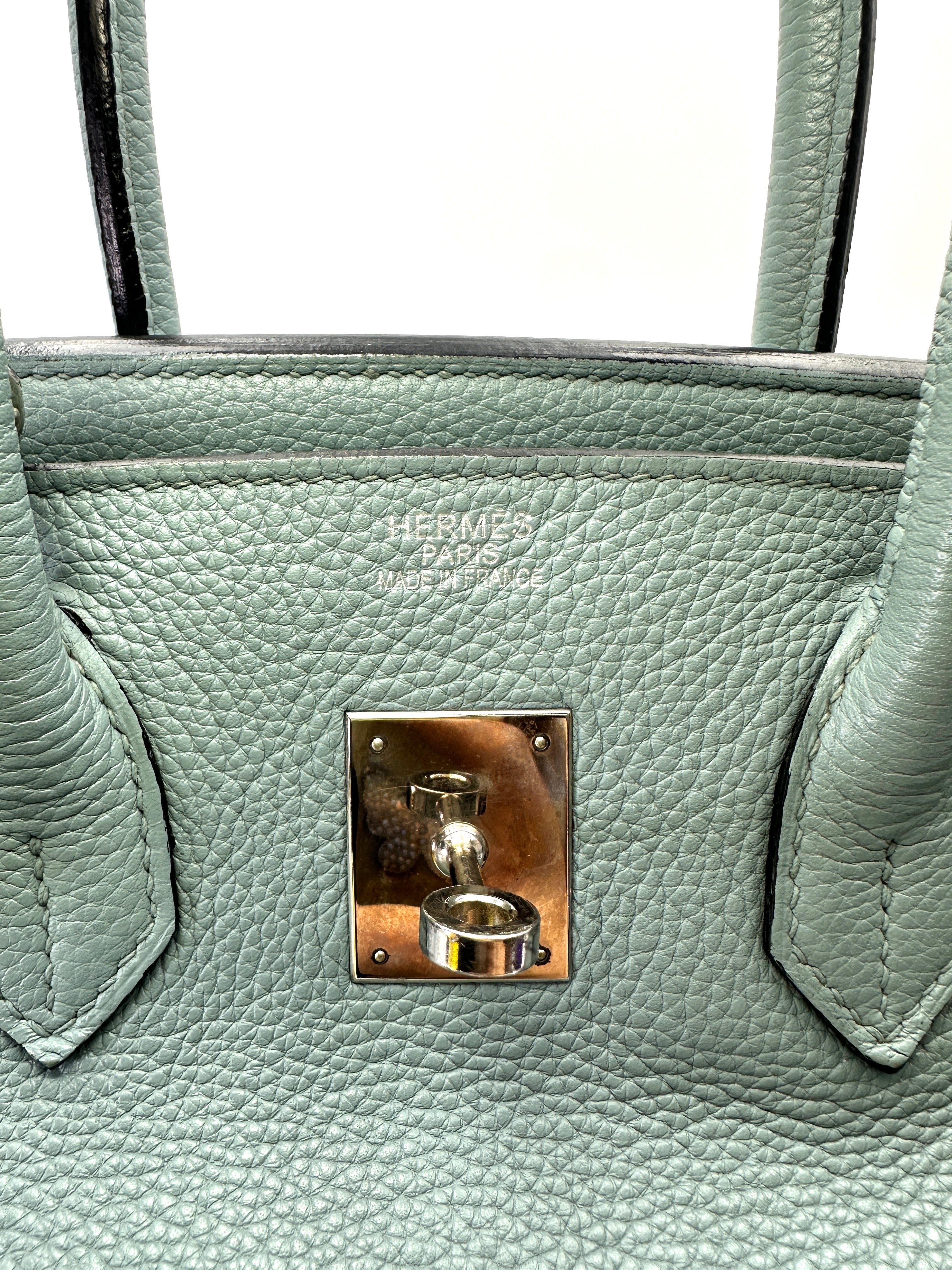 Hermes Kelly Light Blue Leather Top Handle Bag With Silver Hardware HR125