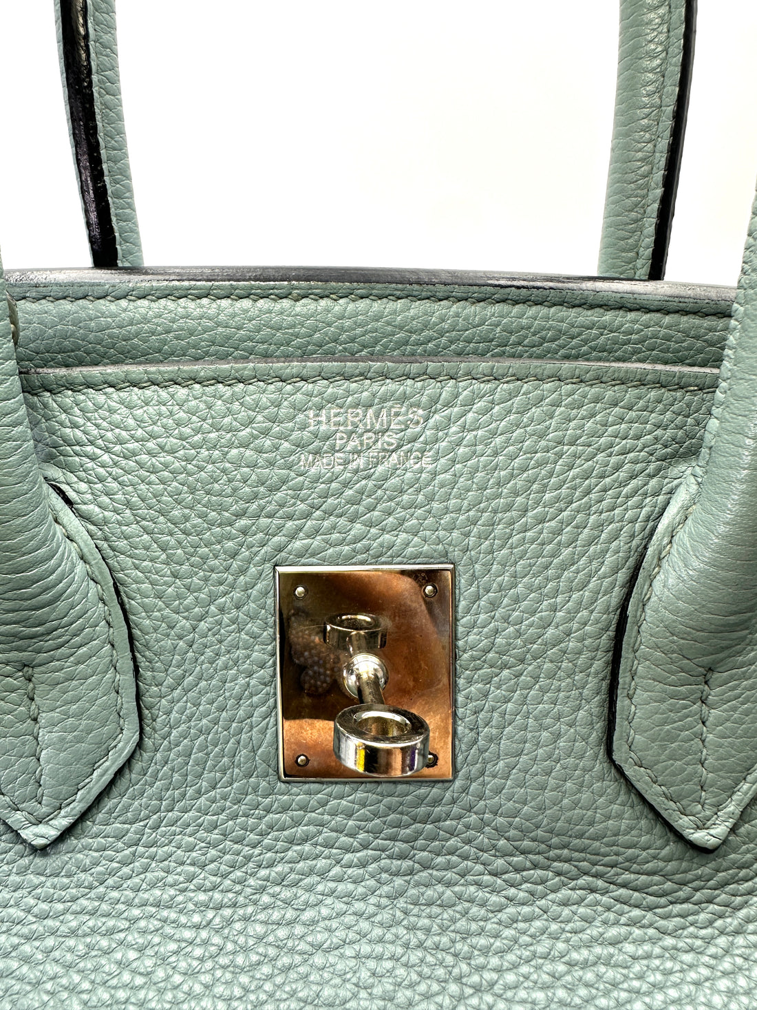 Hermes Kelly Light Blue Leather Top Handle Bag With Silver Hardware HR125