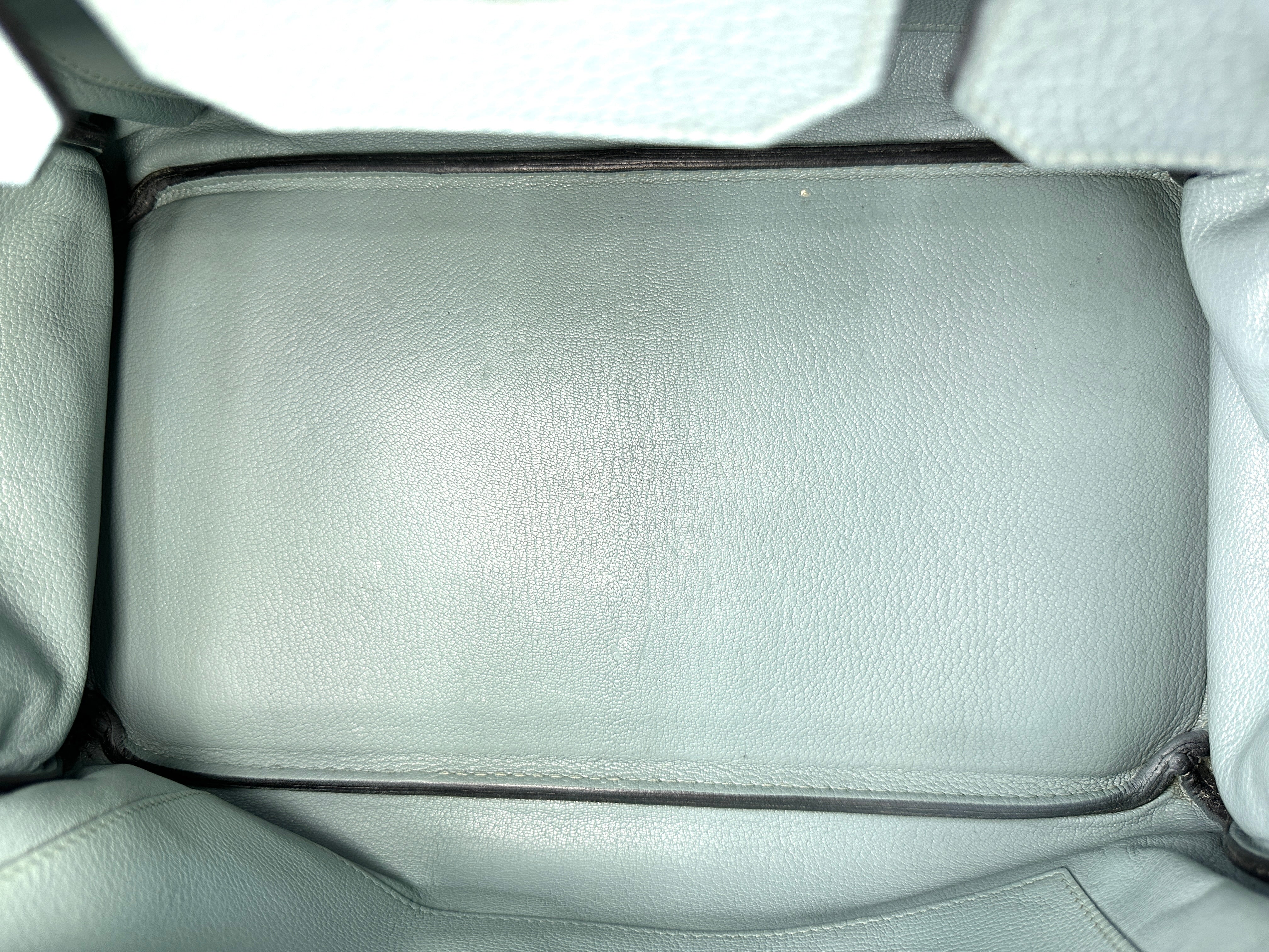 Hermes Kelly Light Blue Leather Top Handle Bag With Silver Hardware HR125
