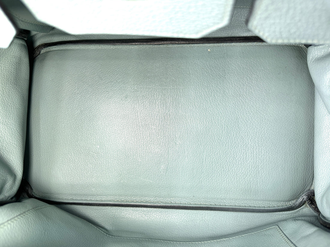Hermes Kelly Light Blue Leather Top Handle Bag With Silver Hardware HR125