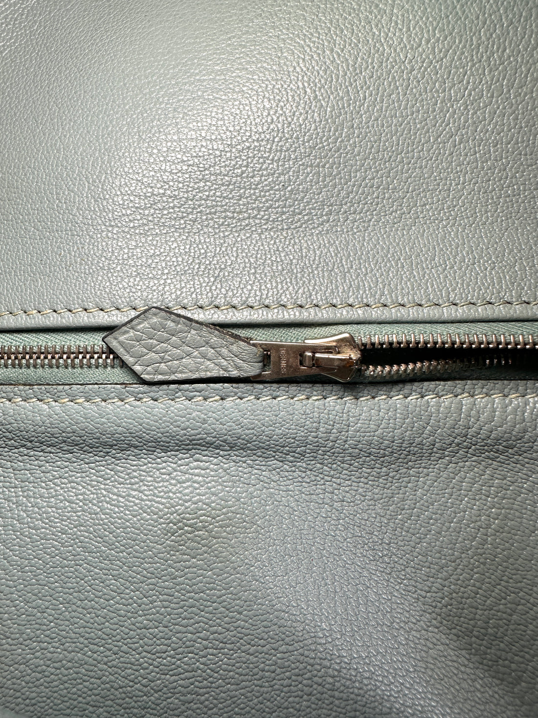 Hermes Kelly Light Blue Leather Top Handle Bag With Silver Hardware HR125
