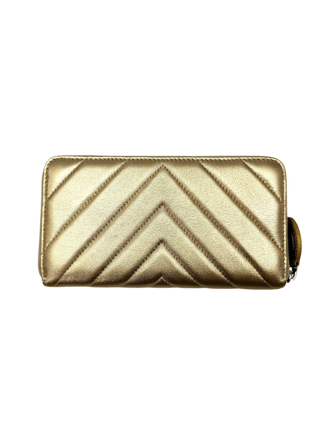 Chanel Gold Chevron Quilted Leather Long Wallet(21***79) CC2160
