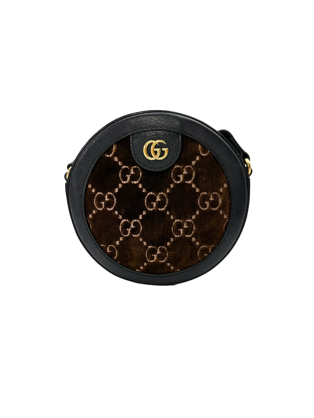Gucci Brown Velvet Round Clutch GG1321