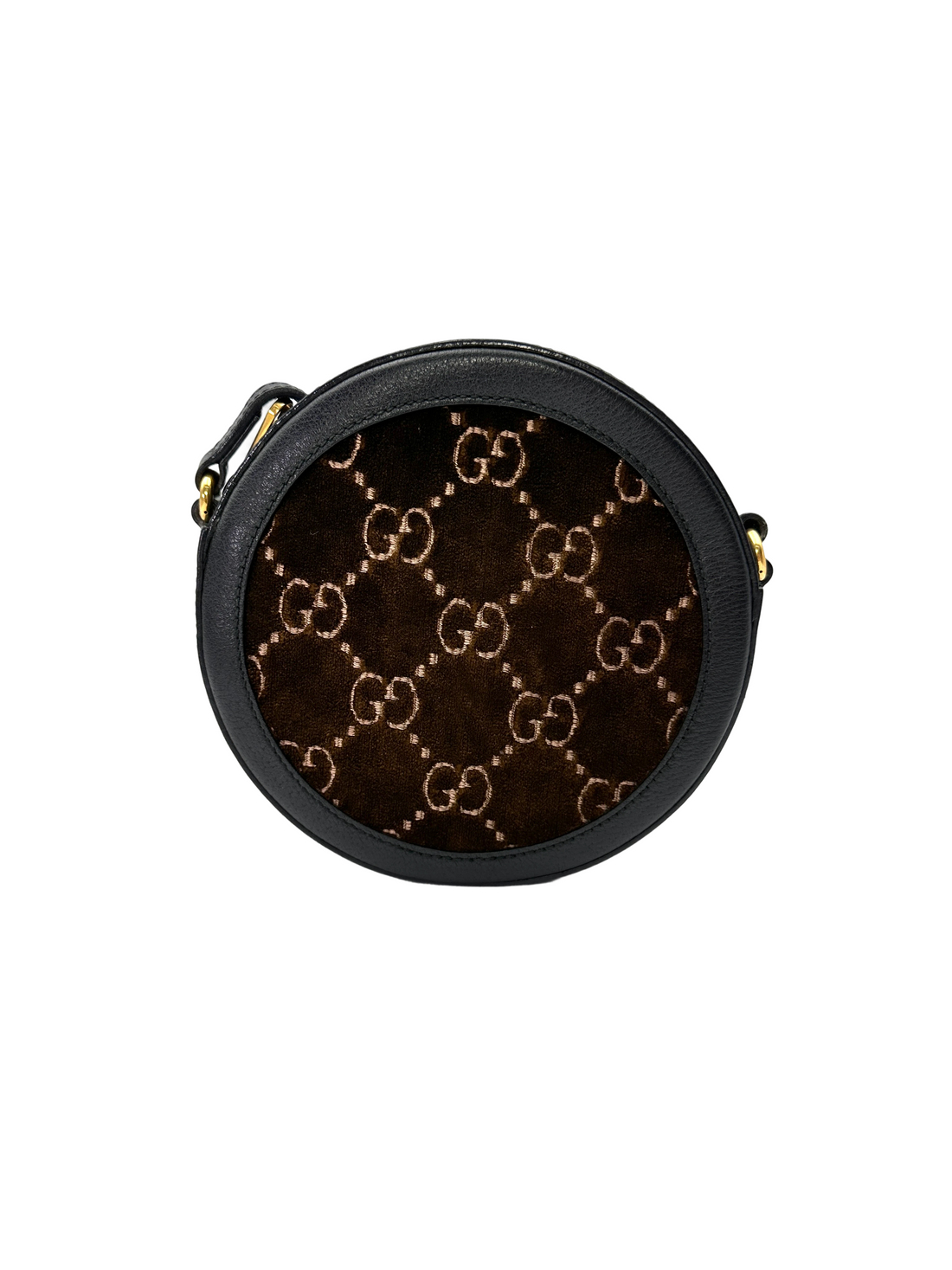 Gucci Brown Velvet Round Clutch GG1321