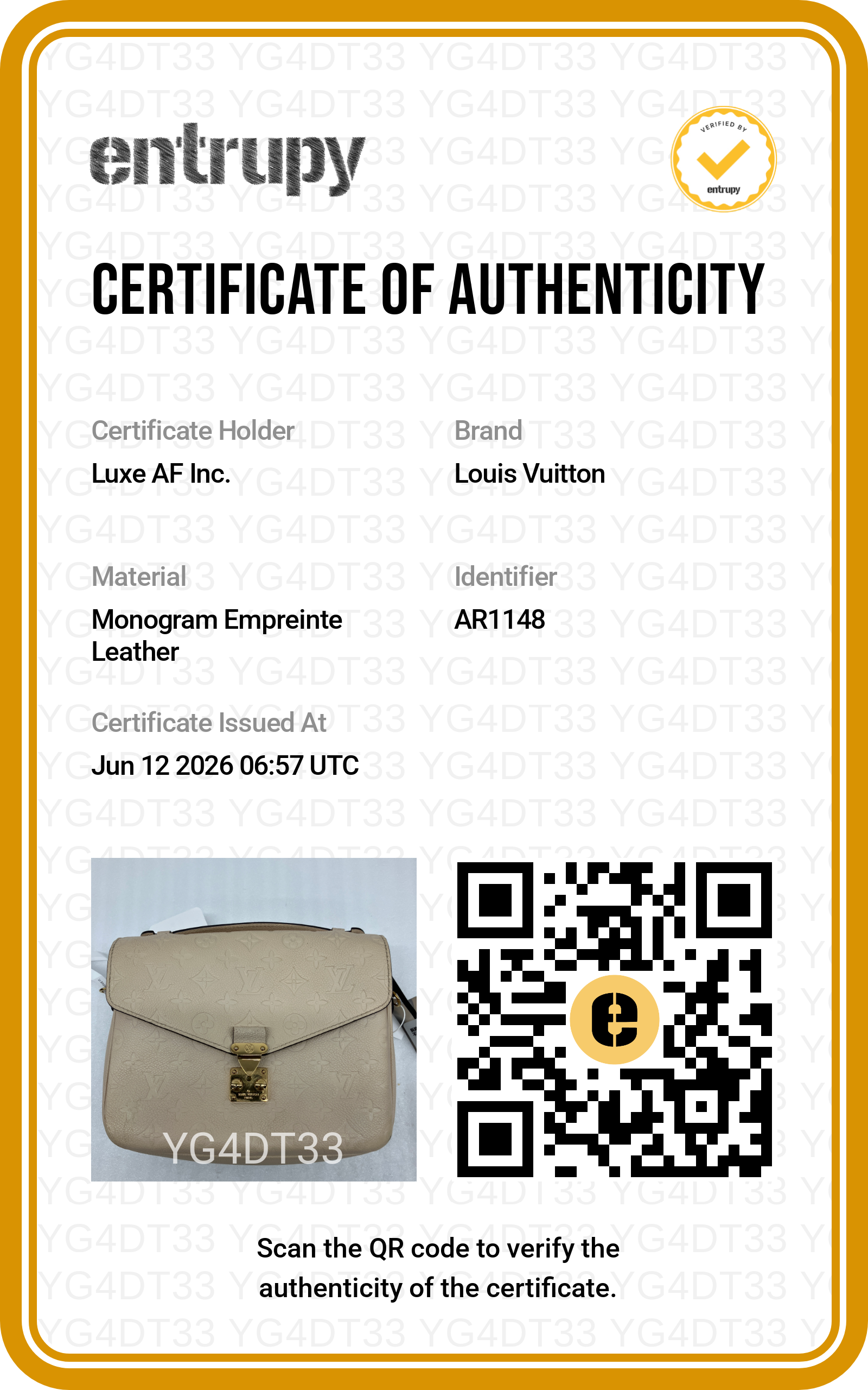 Louis Vuitton Beige Empreinte Monogram Leather Pochette Metis LV3088