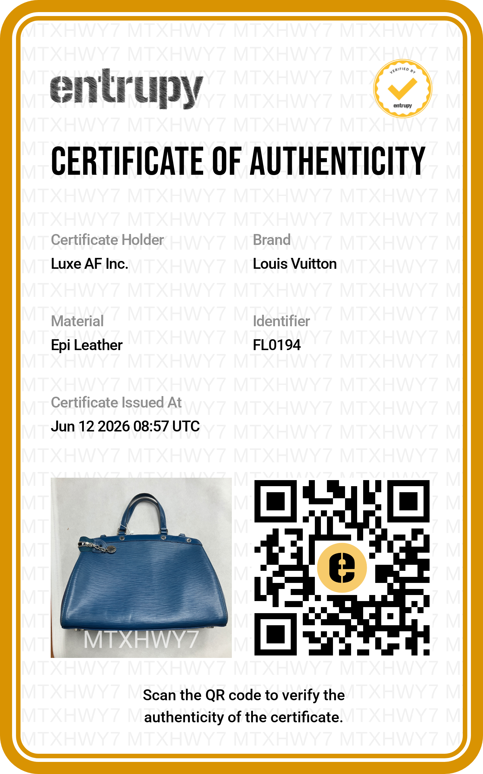 Louis Vuitton Brea Blue Epi Leather Handle Bag LV3094