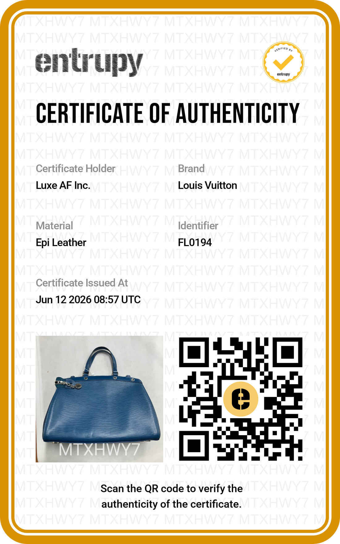 Louis Vuitton Brea Blue Epi Leather Handle Bag LV3094
