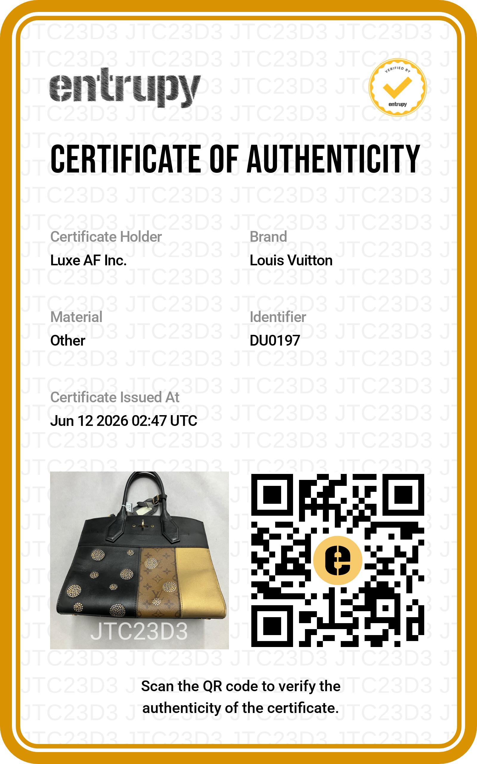 Louis Vuitton City Steamer "Night Lights" Monogram Reverse Canvas & Black Leather Handle Bag LV3092