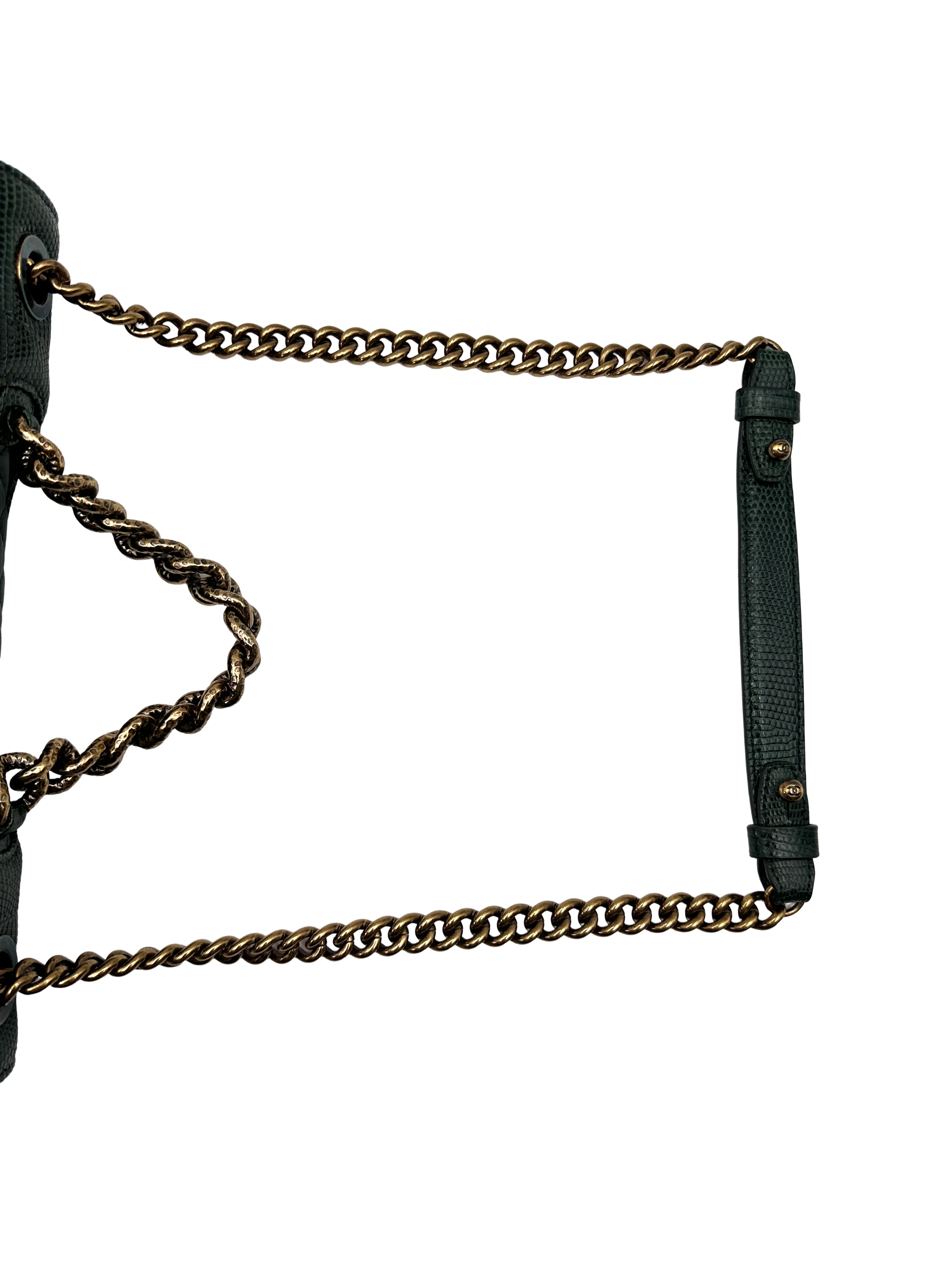 Chanel Green Embossed Lizard Leather Shoulder Bag(18***77) IRIS243