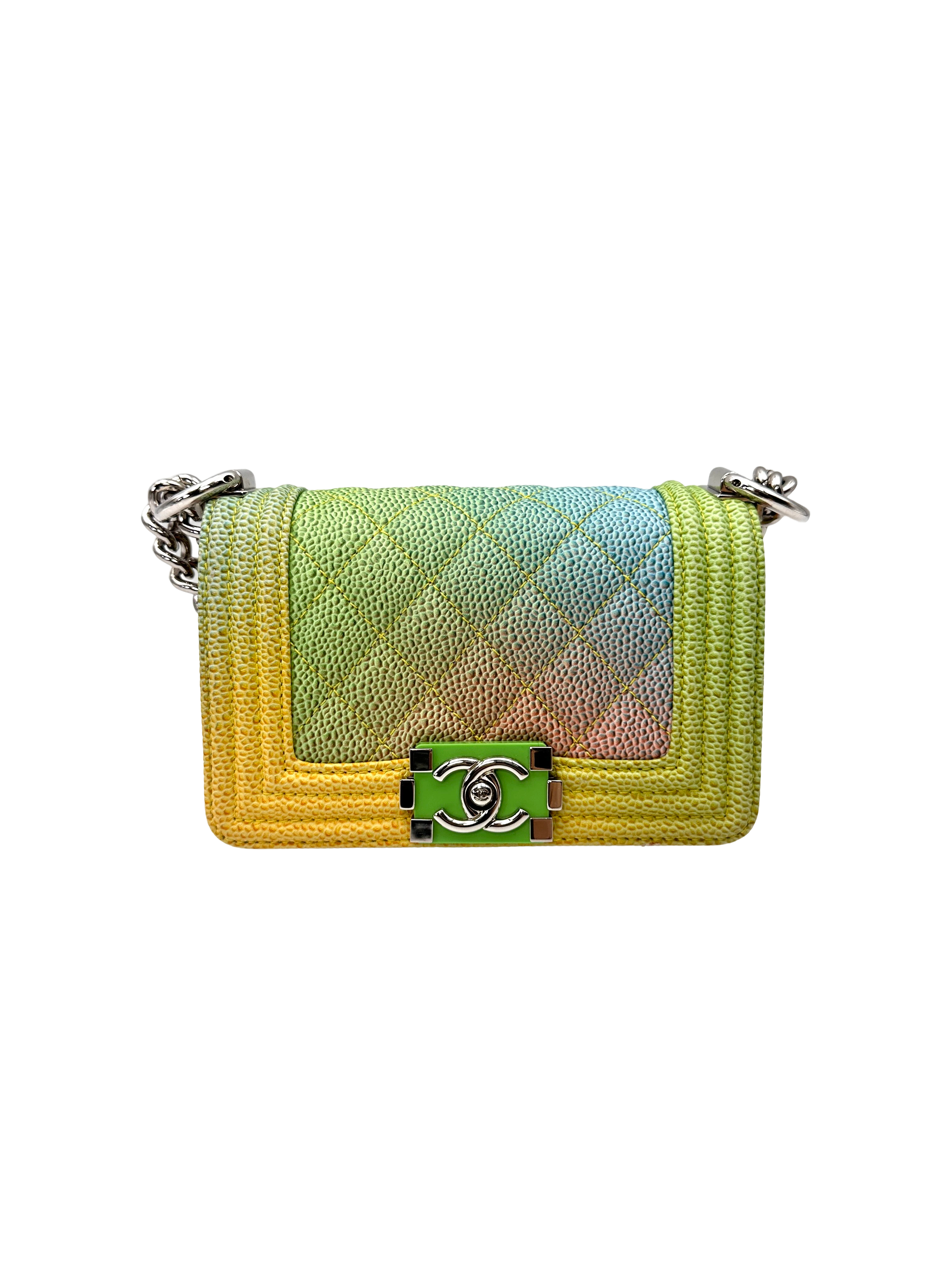 Chanel LeBoy Rainbow Pastel Ombre Quilted Leather Mini Flap Bag(22***30) IRIS241