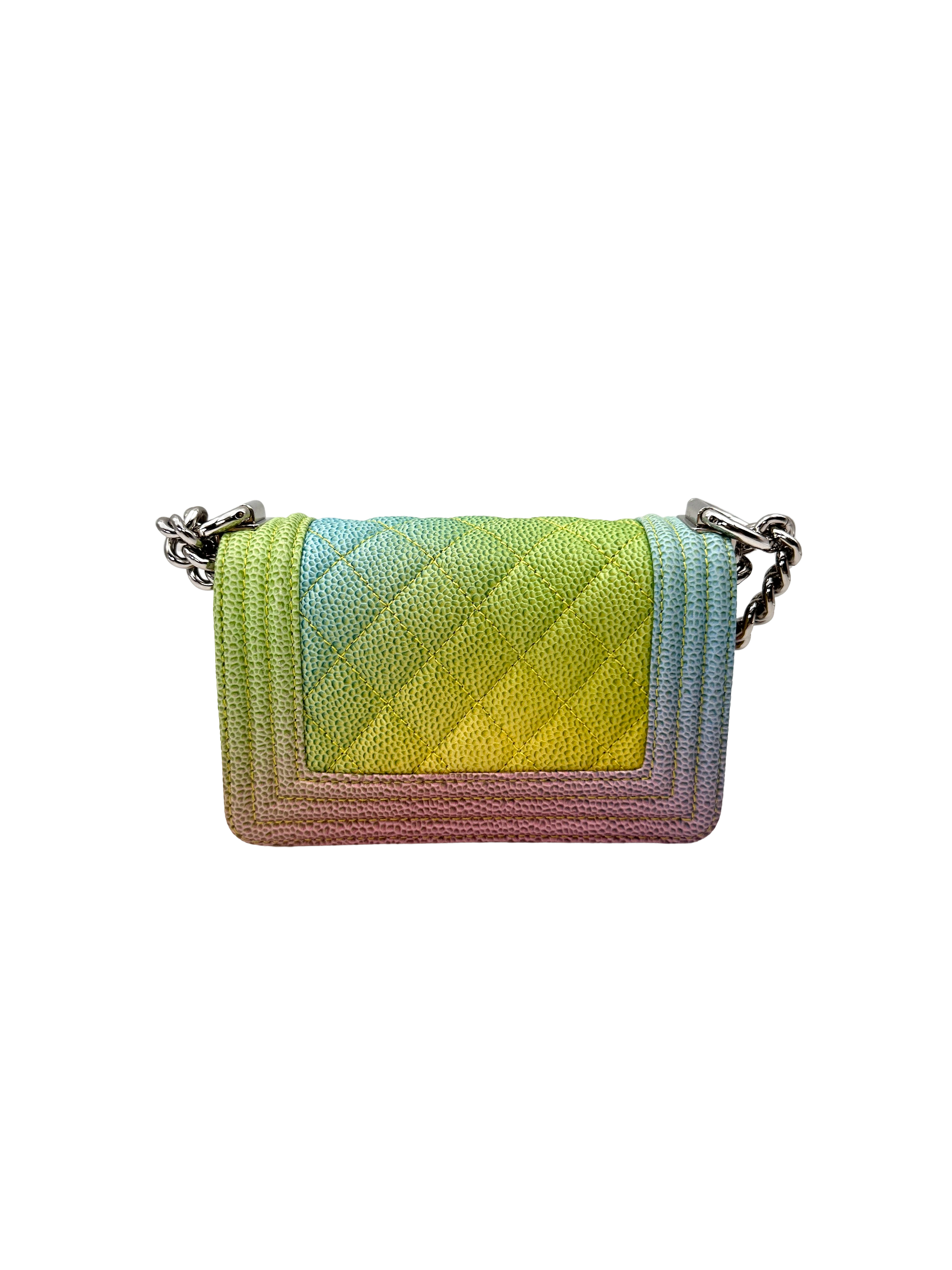 Chanel LeBoy Rainbow Pastel Ombre Quilted Leather Mini Flap Bag(22***30) IRIS241