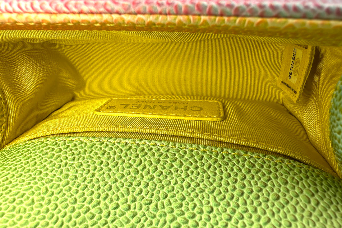 Chanel LeBoy Rainbow Pastel Ombre Quilted Leather Mini Flap Bag(22***30) IRIS241