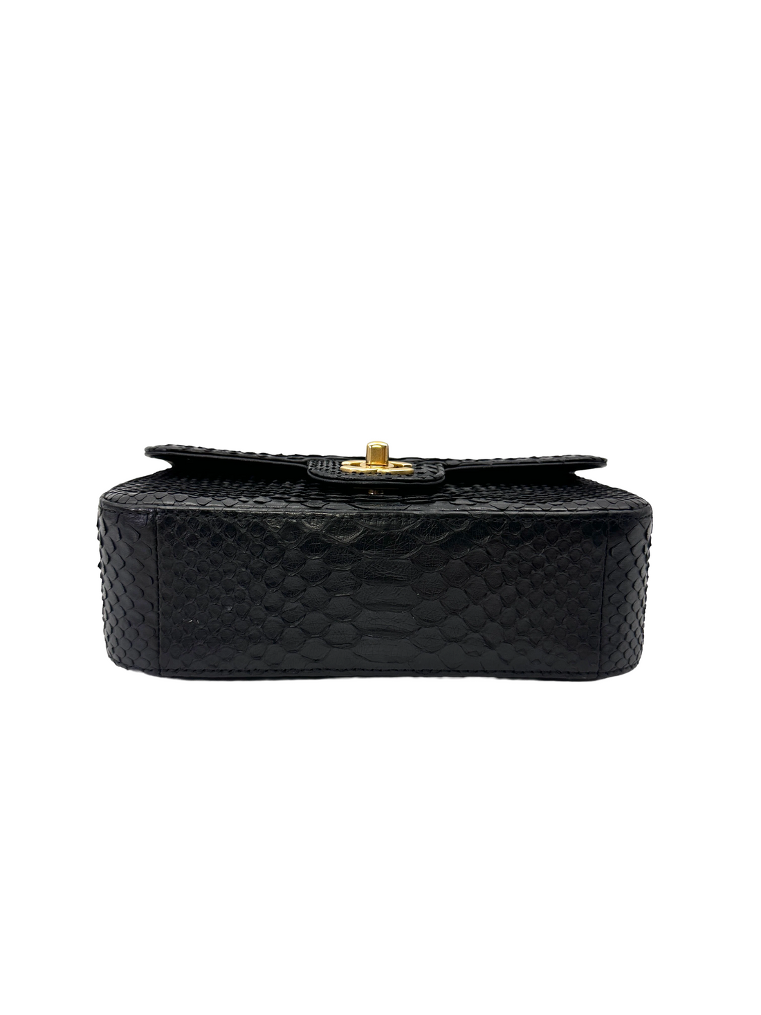 Chanel Classic Flap Black Python Leather Shoulder Bag With Gold Hardware(25***74) IRIS242