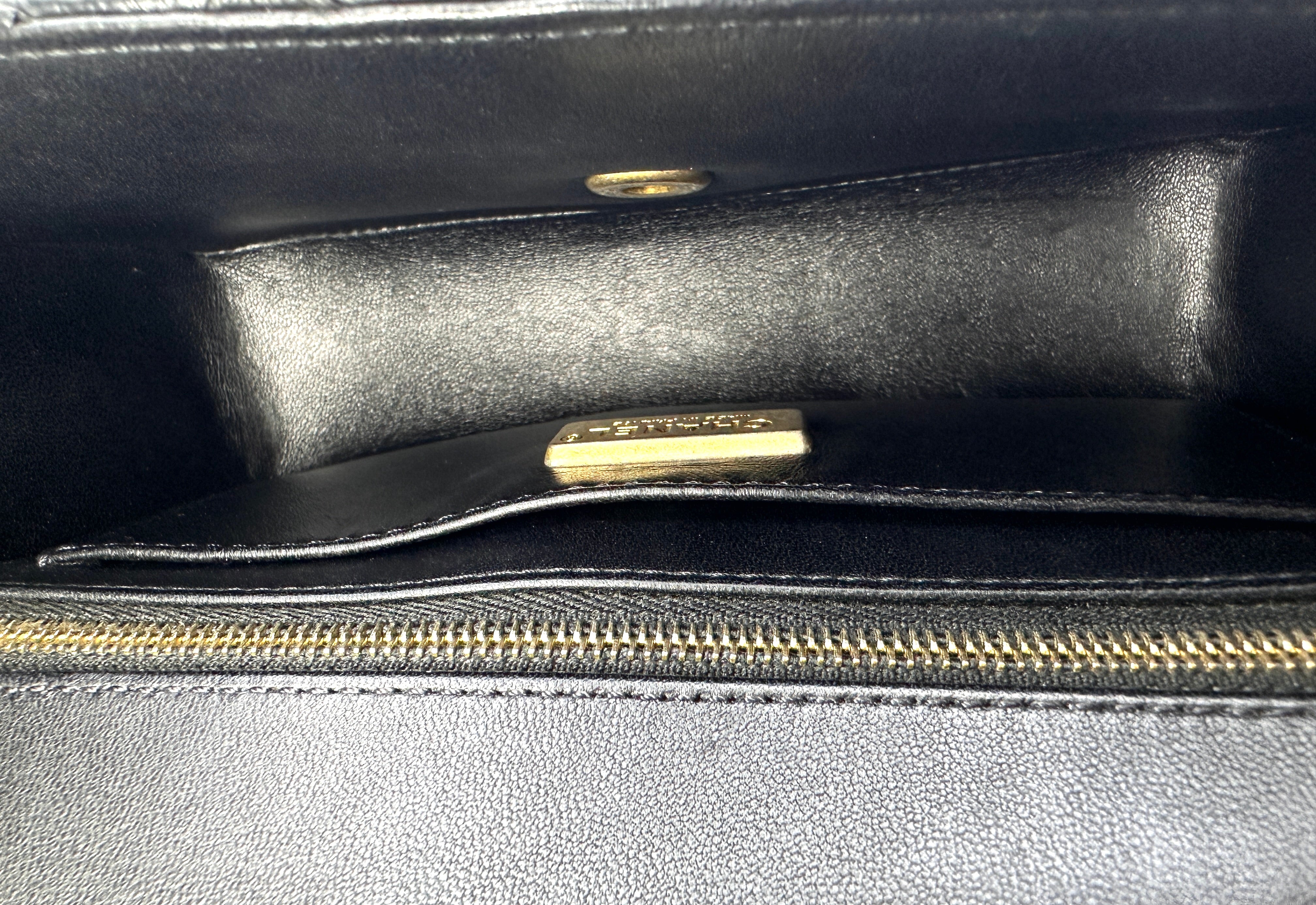 Chanel Classic Flap Black Python Leather Shoulder Bag With Gold Hardware(25***74) IRIS242