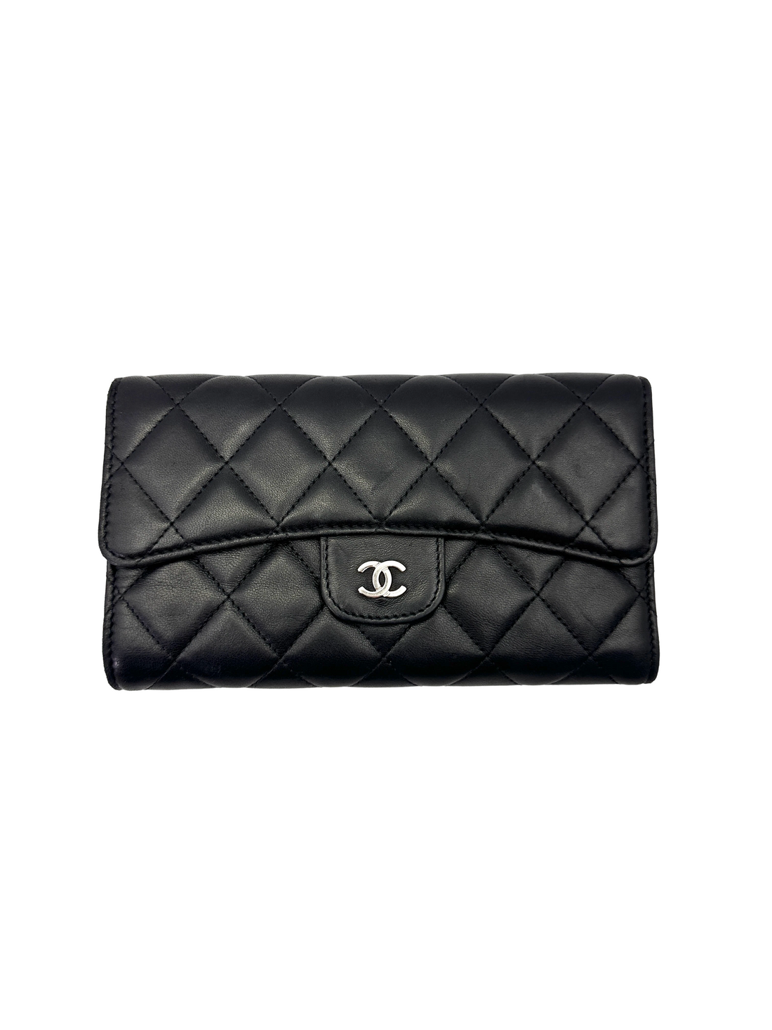 Chanel Classic Flap Black Quilted Leather Long Wallet(18***23) CC2165