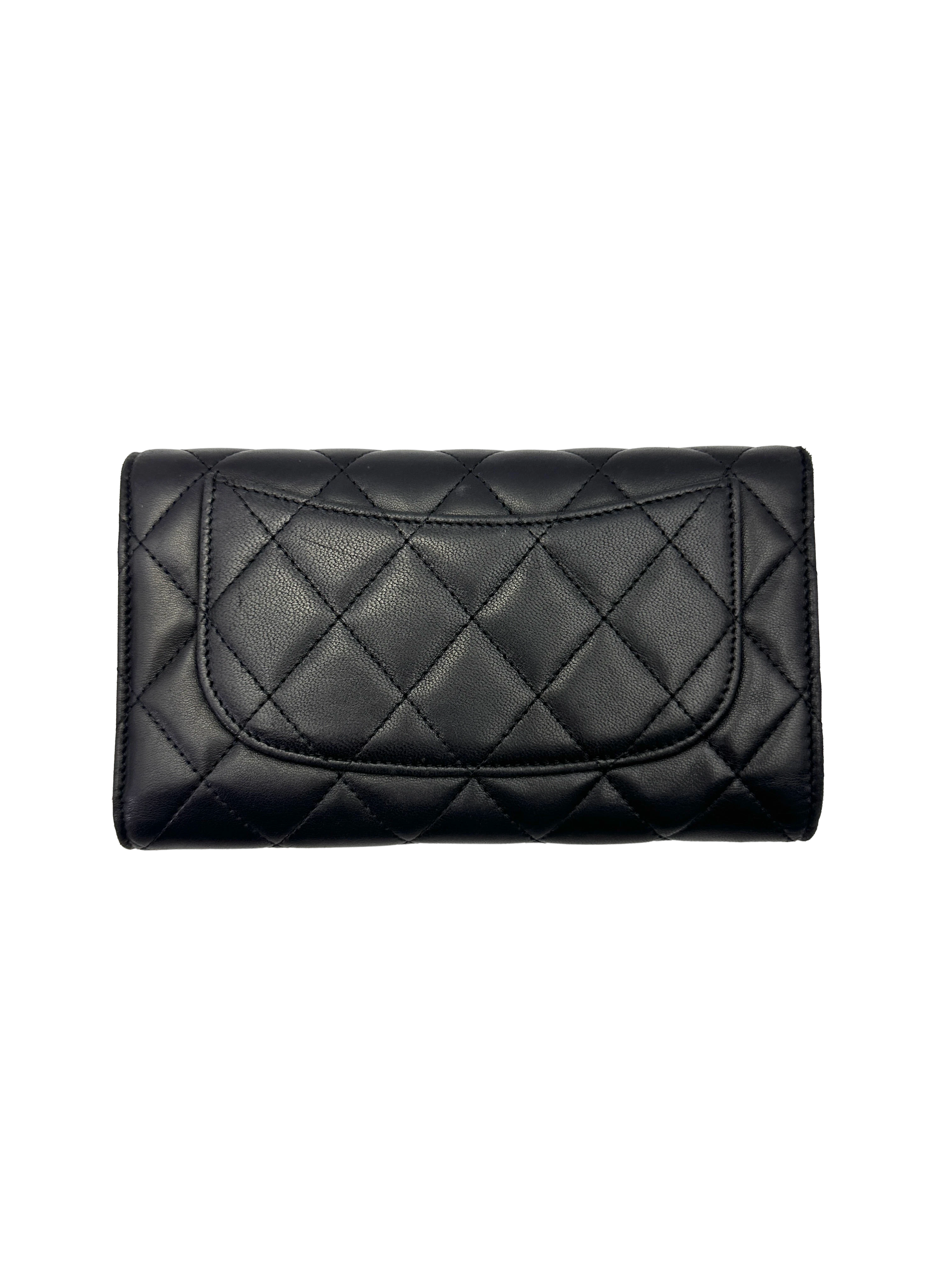Chanel Classic Flap Black Quilted Leather Long Wallet(18***23) CC2165