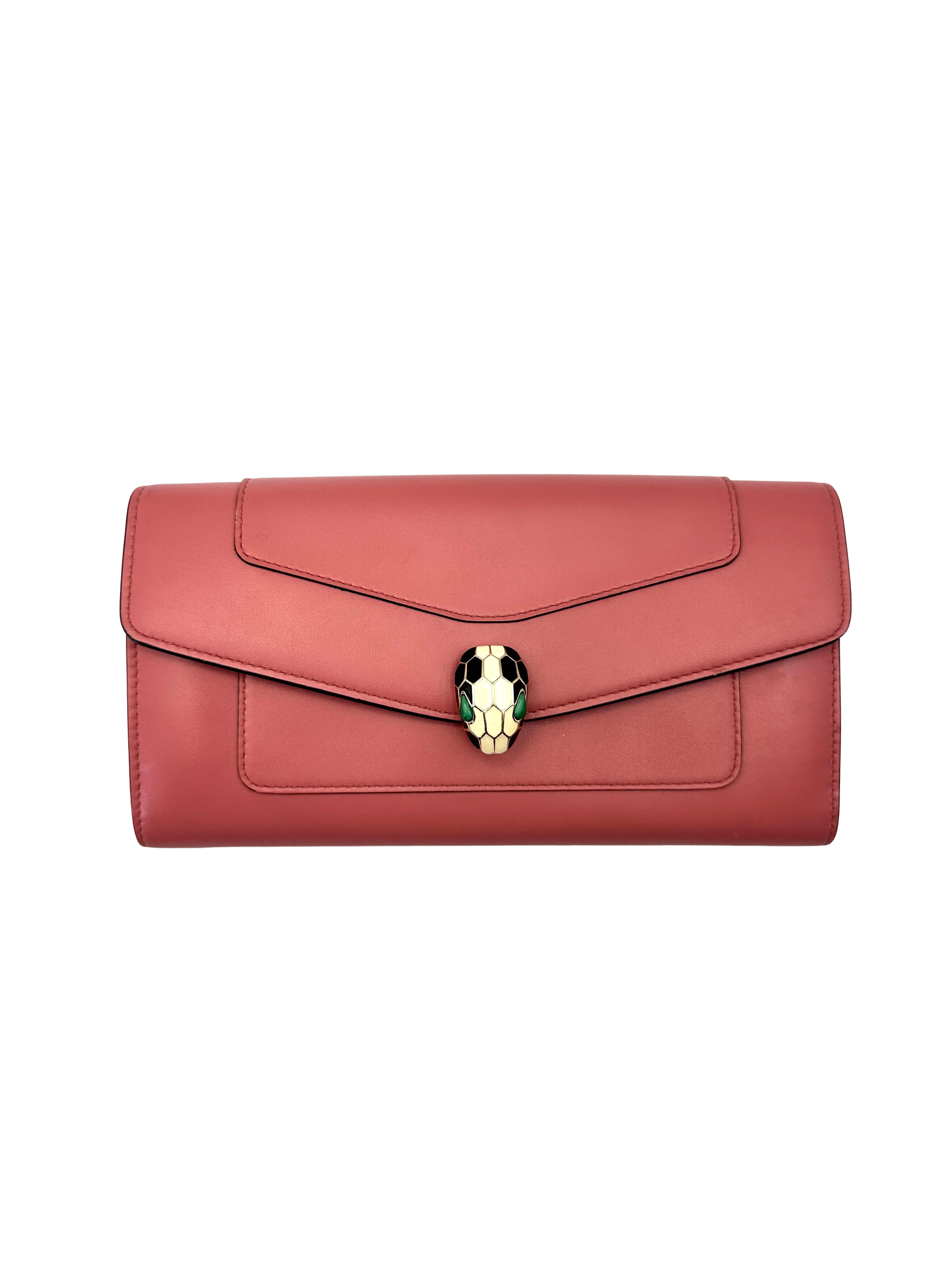 Bvlgari Serpenti Forever Pink Leather Long Wallet BS47
