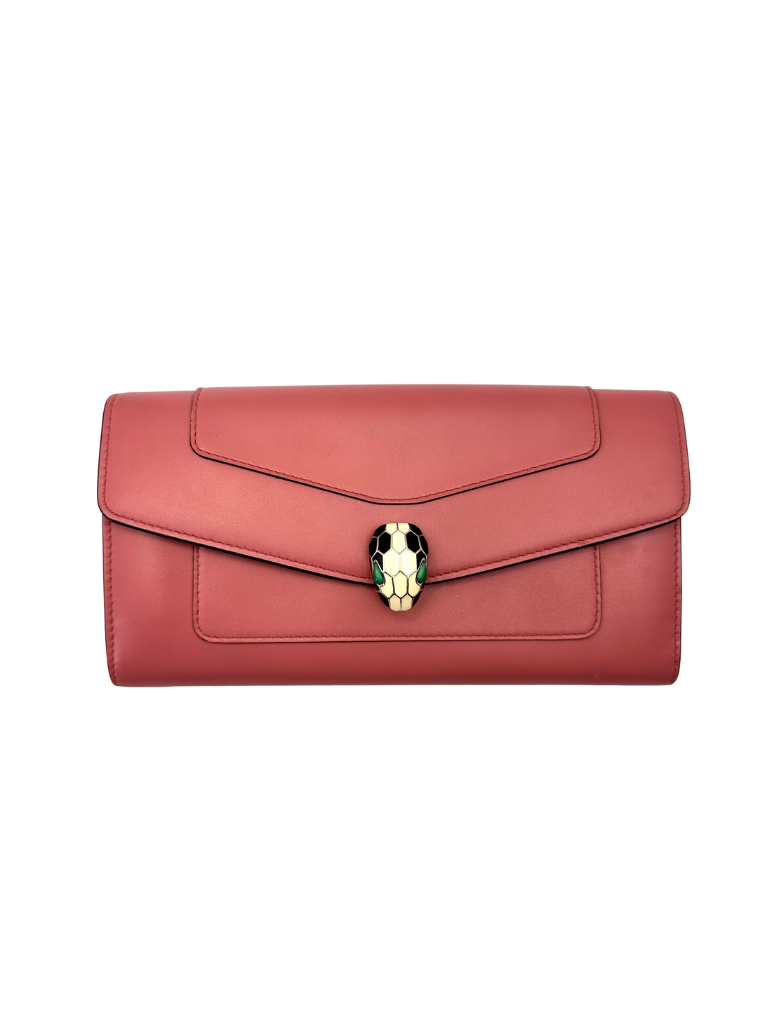 Bvlgari Serpenti Forever Pink Leather Long Wallet BS47