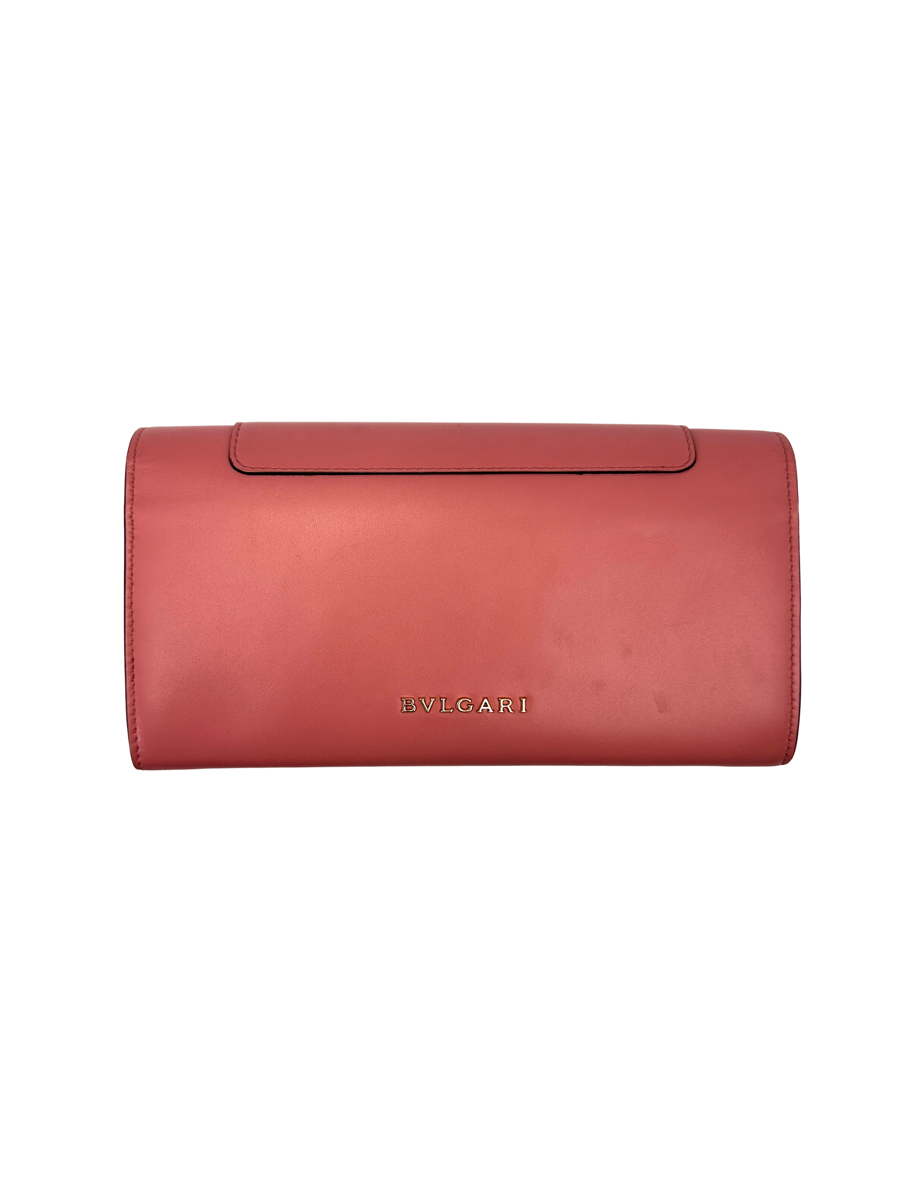 Bvlgari Serpenti Forever Pink Leather Long Wallet BS47