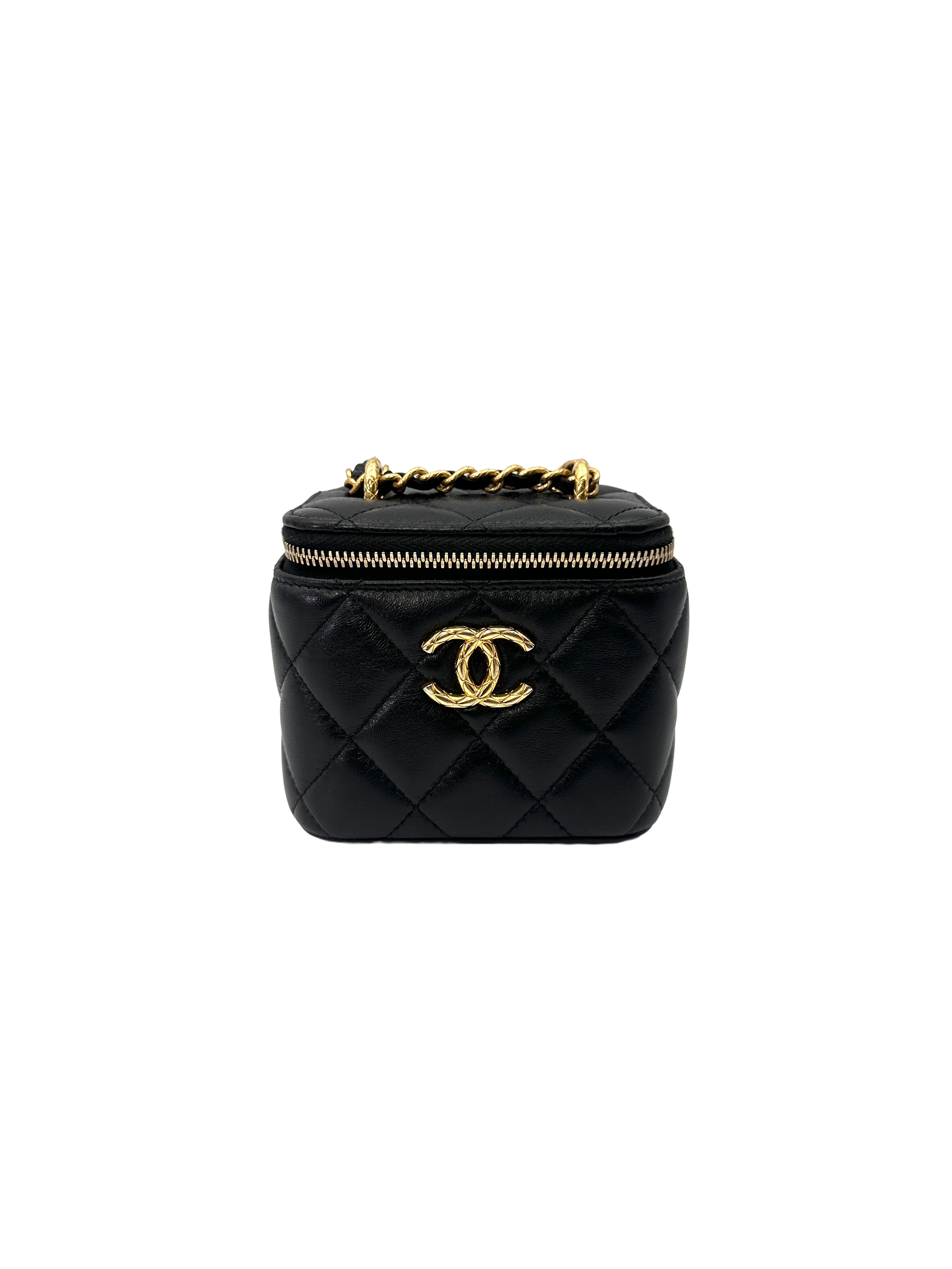 Chanel Black Quilted Lambskin Vanity Case With Gold Hardware(TA***GE) CC2166