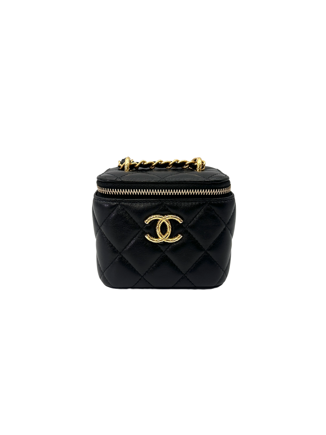 Chanel Black Quilted Lambskin Vanity Case With Gold Hardware(TA***GE) CC2166