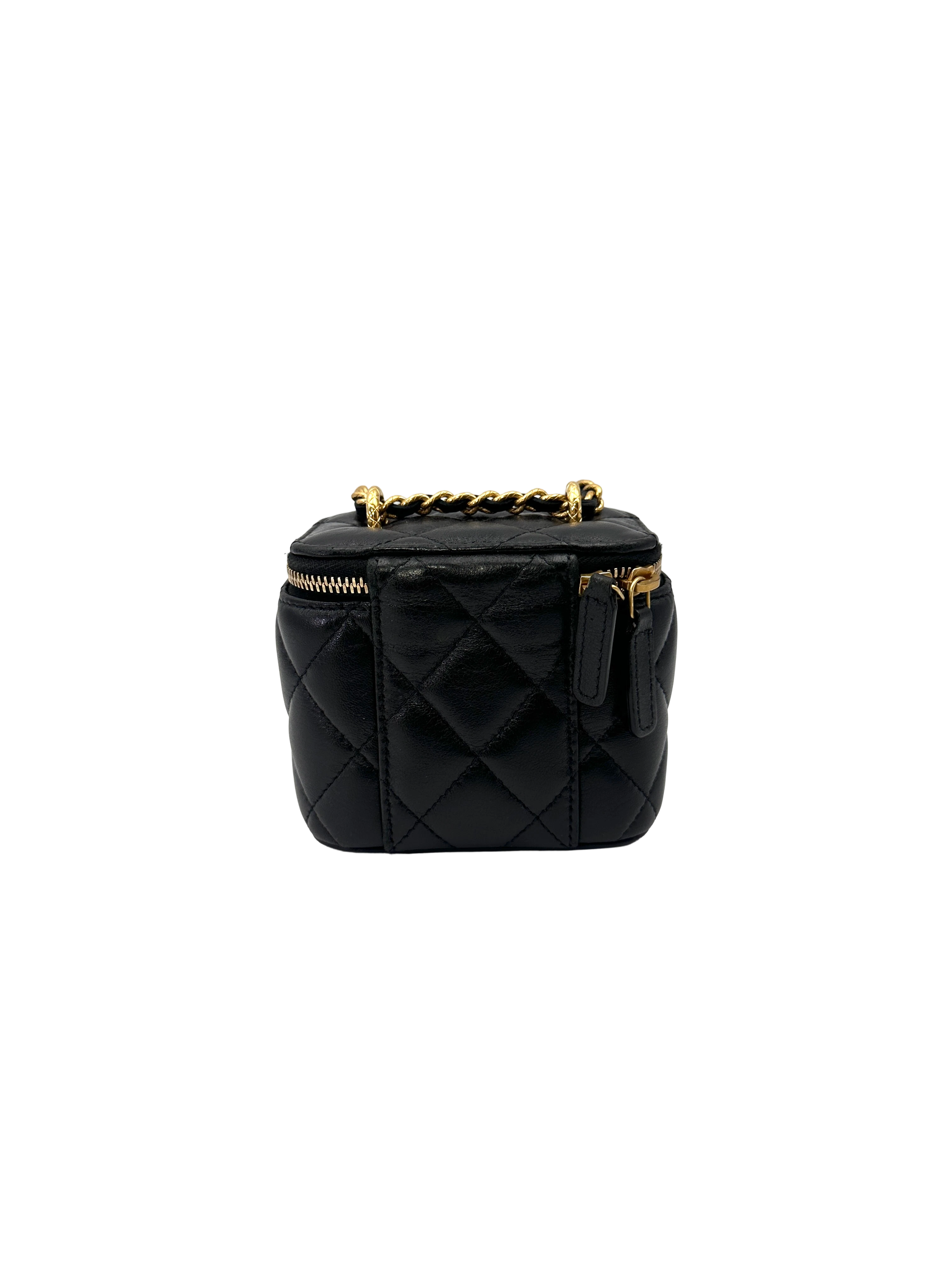 Chanel Black Quilted Lambskin Vanity Case With Gold Hardware(TA***GE) CC2166