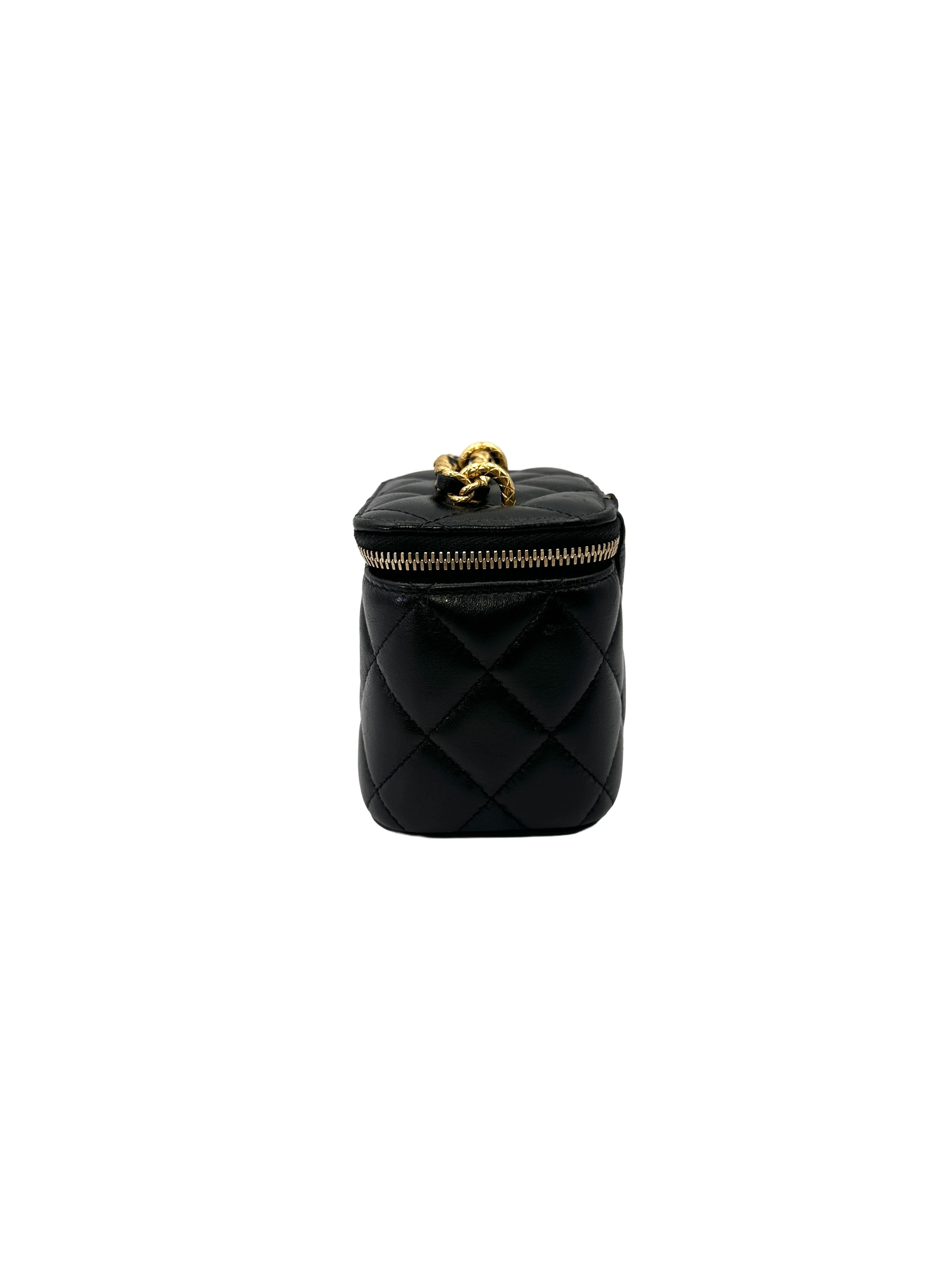 Chanel Black Quilted Lambskin Vanity Case With Gold Hardware(TA***GE) CC2166