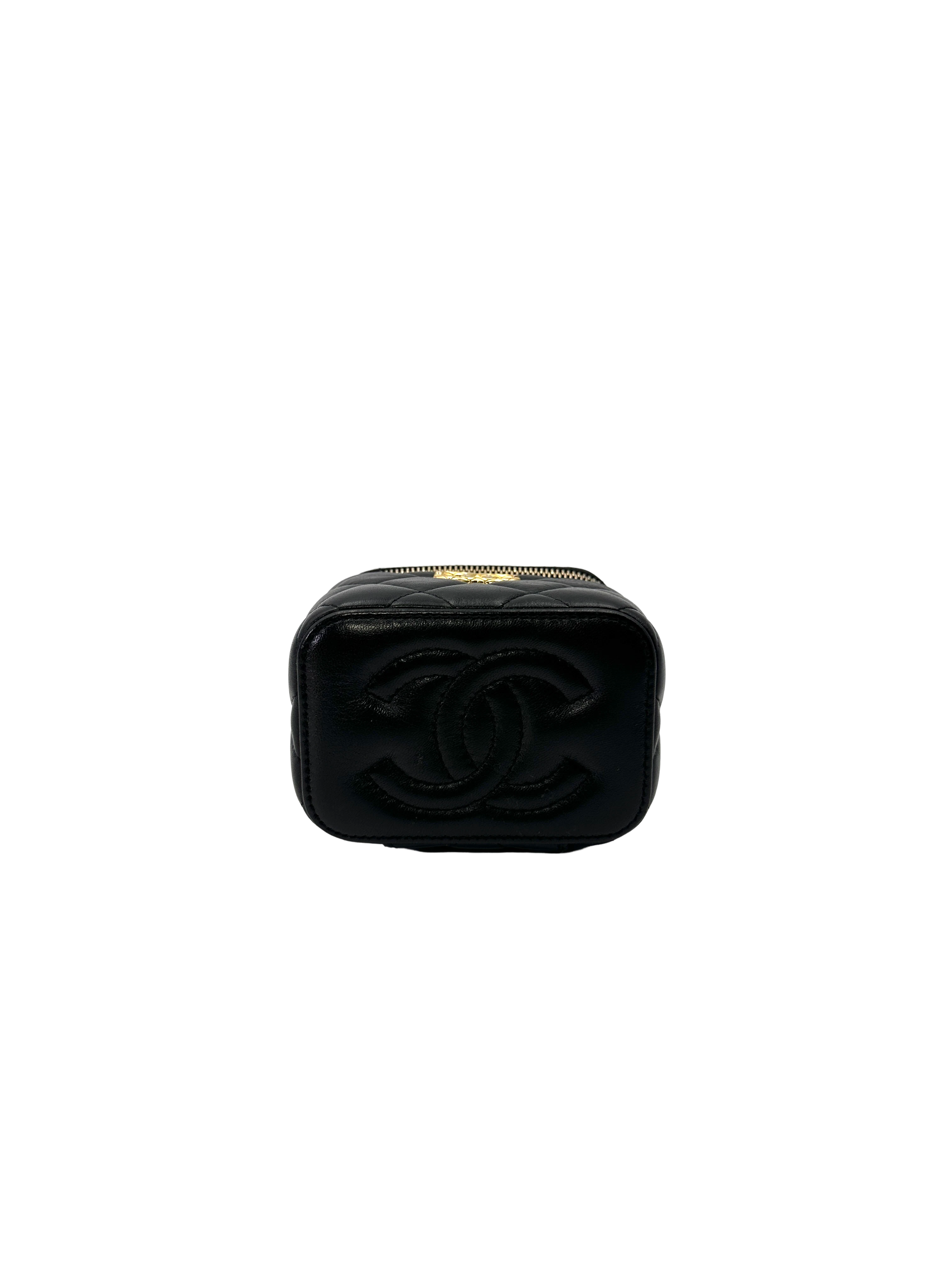 Chanel Black Quilted Lambskin Vanity Case With Gold Hardware(TA***GE) CC2166