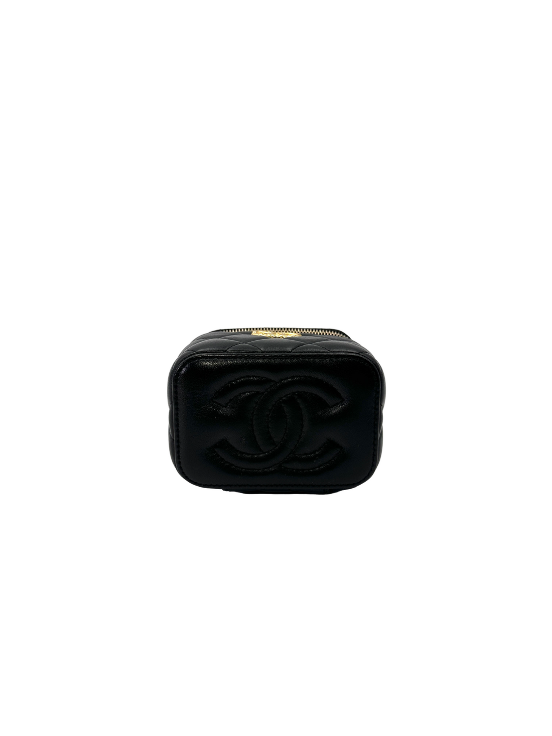Chanel Black Quilted Lambskin Vanity Case With Gold Hardware(TA***GE) CC2166