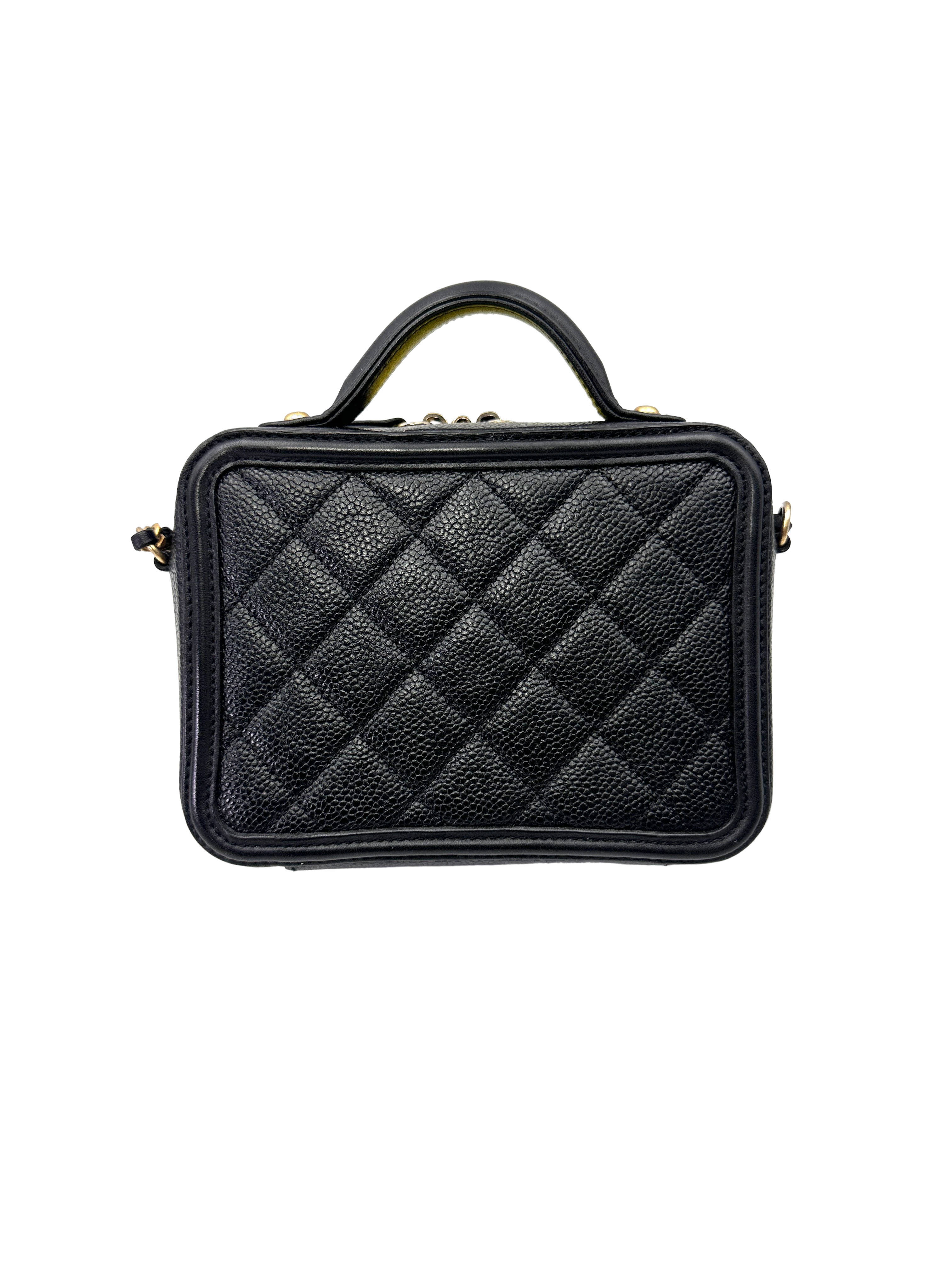 Chanel CC Filigree Black Quilted Leather Top Handle Vanity Case(26***54) CC2167