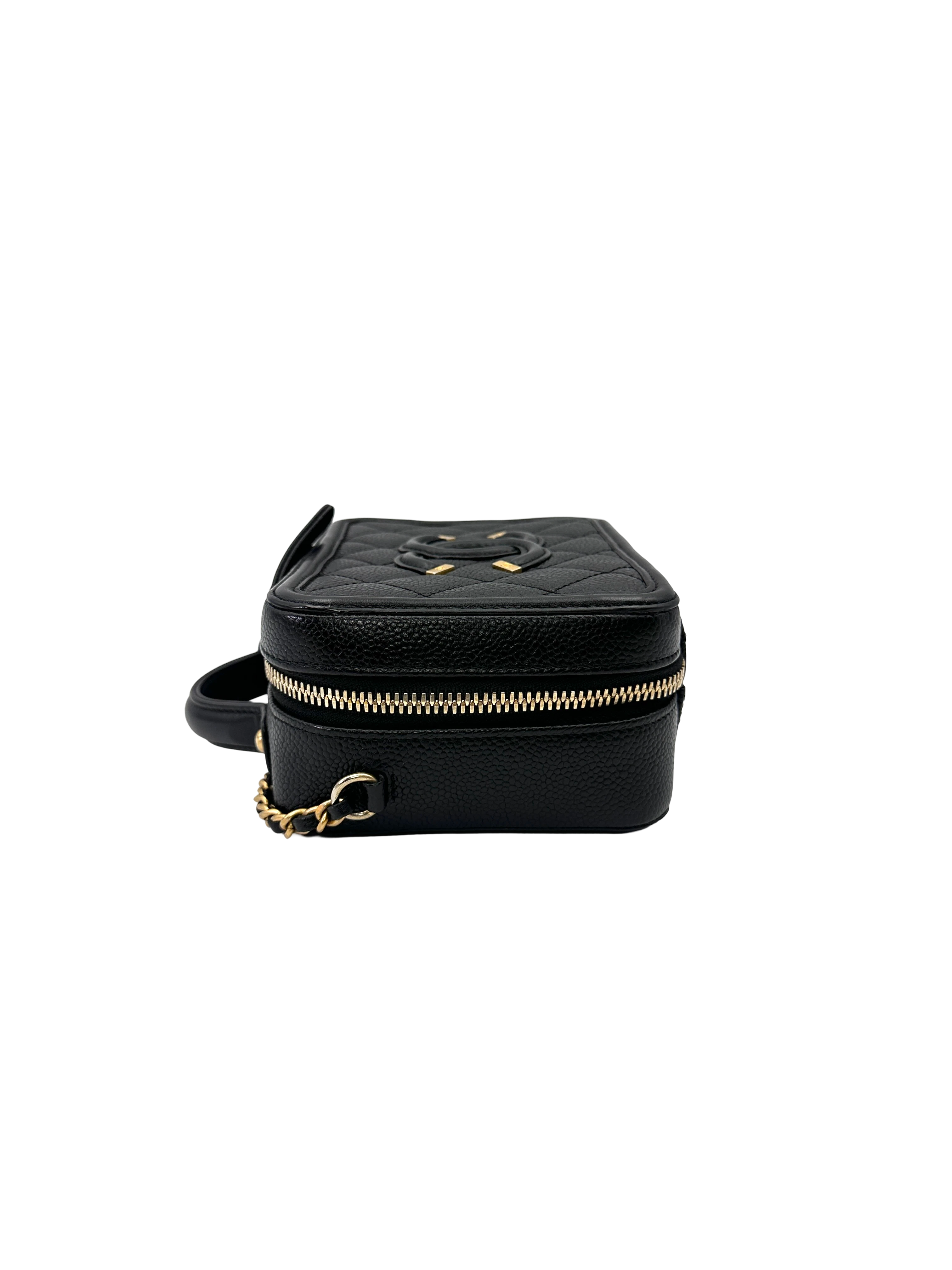 Chanel CC Filigree Black Quilted Leather Top Handle Vanity Case(26***54) CC2167