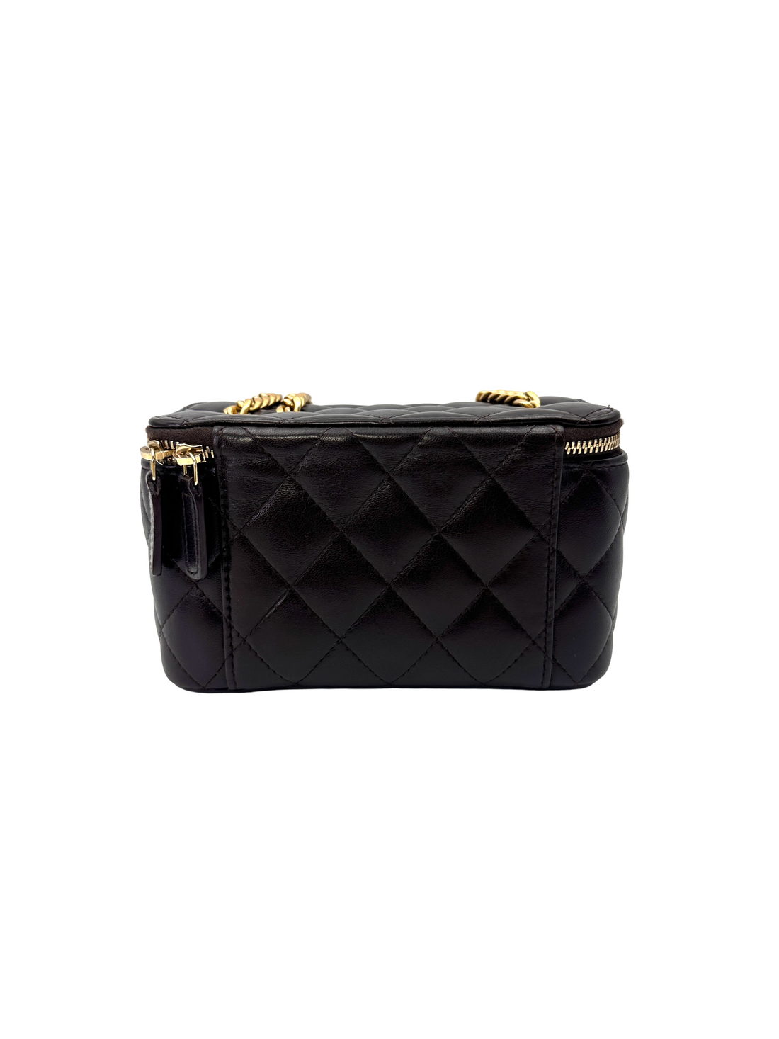 Chanel Black Quilted Lambskin Vanity Case With Gold Hardware(N0***6H) CC2169