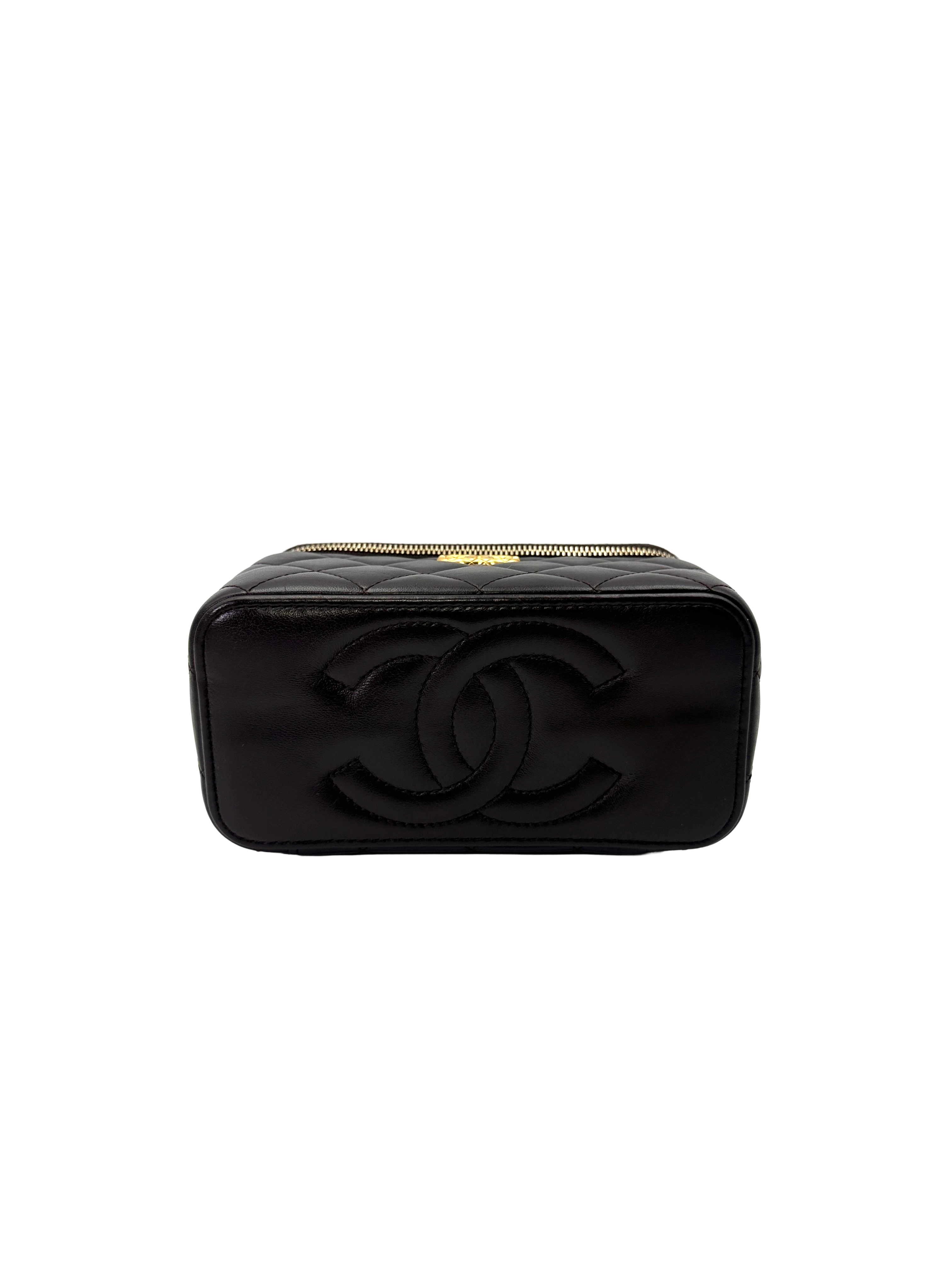 Chanel Black Quilted Lambskin Vanity Case With Gold Hardware(N0***6H) CC2169