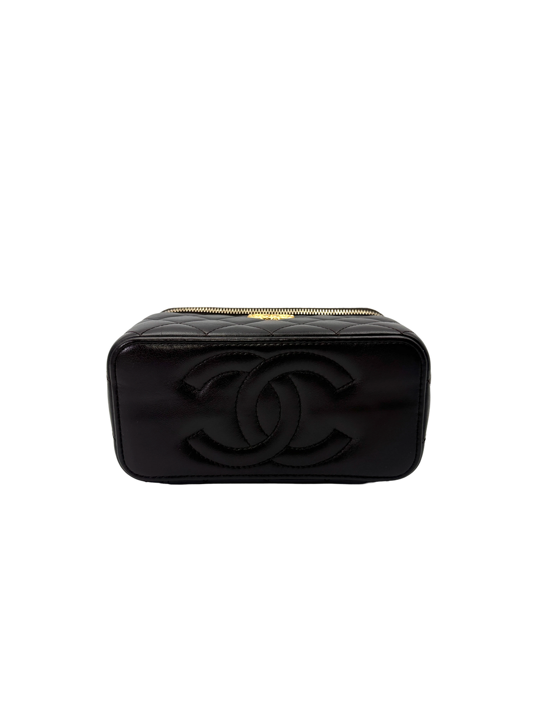 Chanel Black Quilted Lambskin Vanity Case With Gold Hardware(N0***6H) CC2169