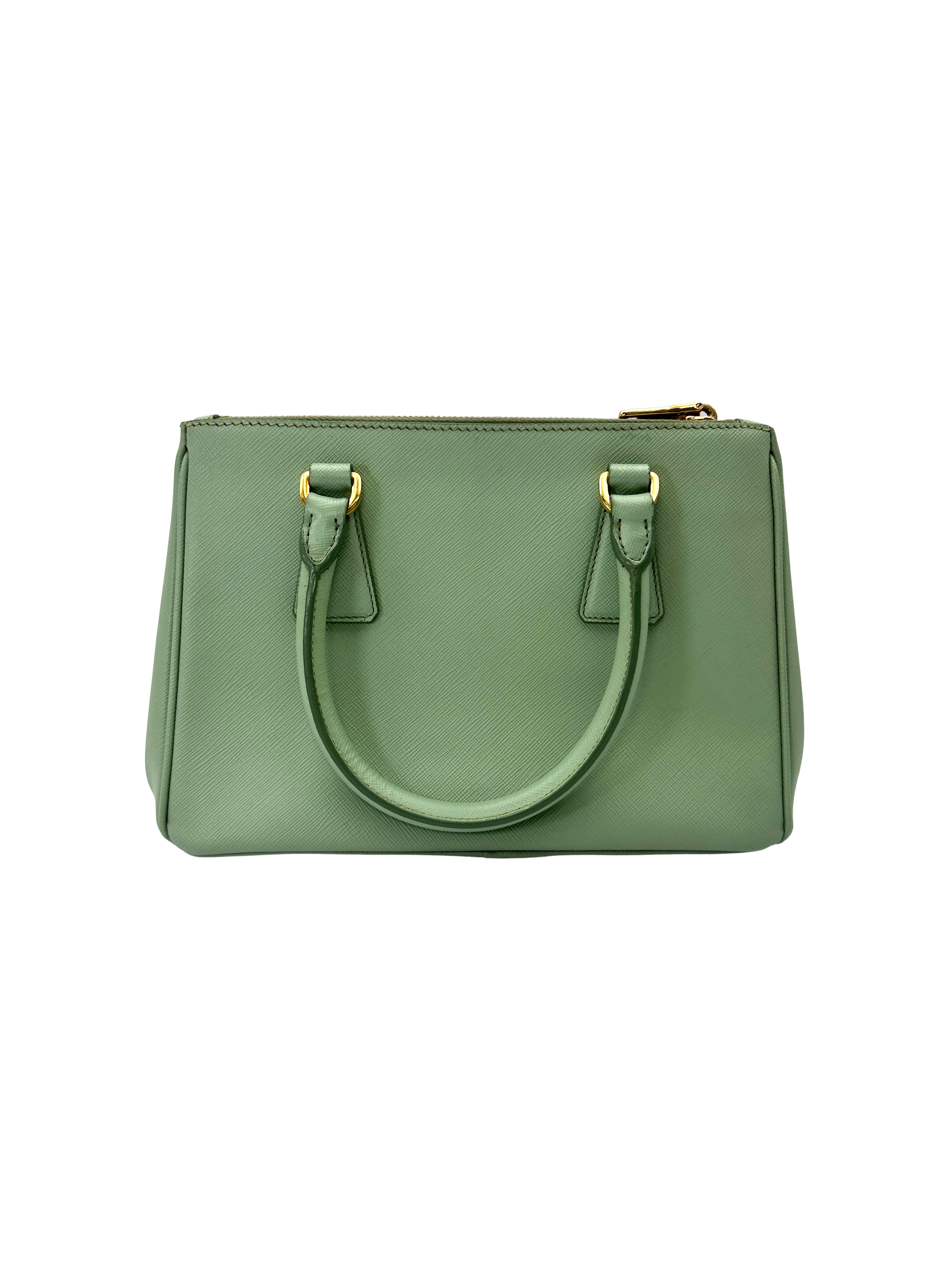 Prada Galleria Green Saffiano Leather Small Size Handle Bag PR485