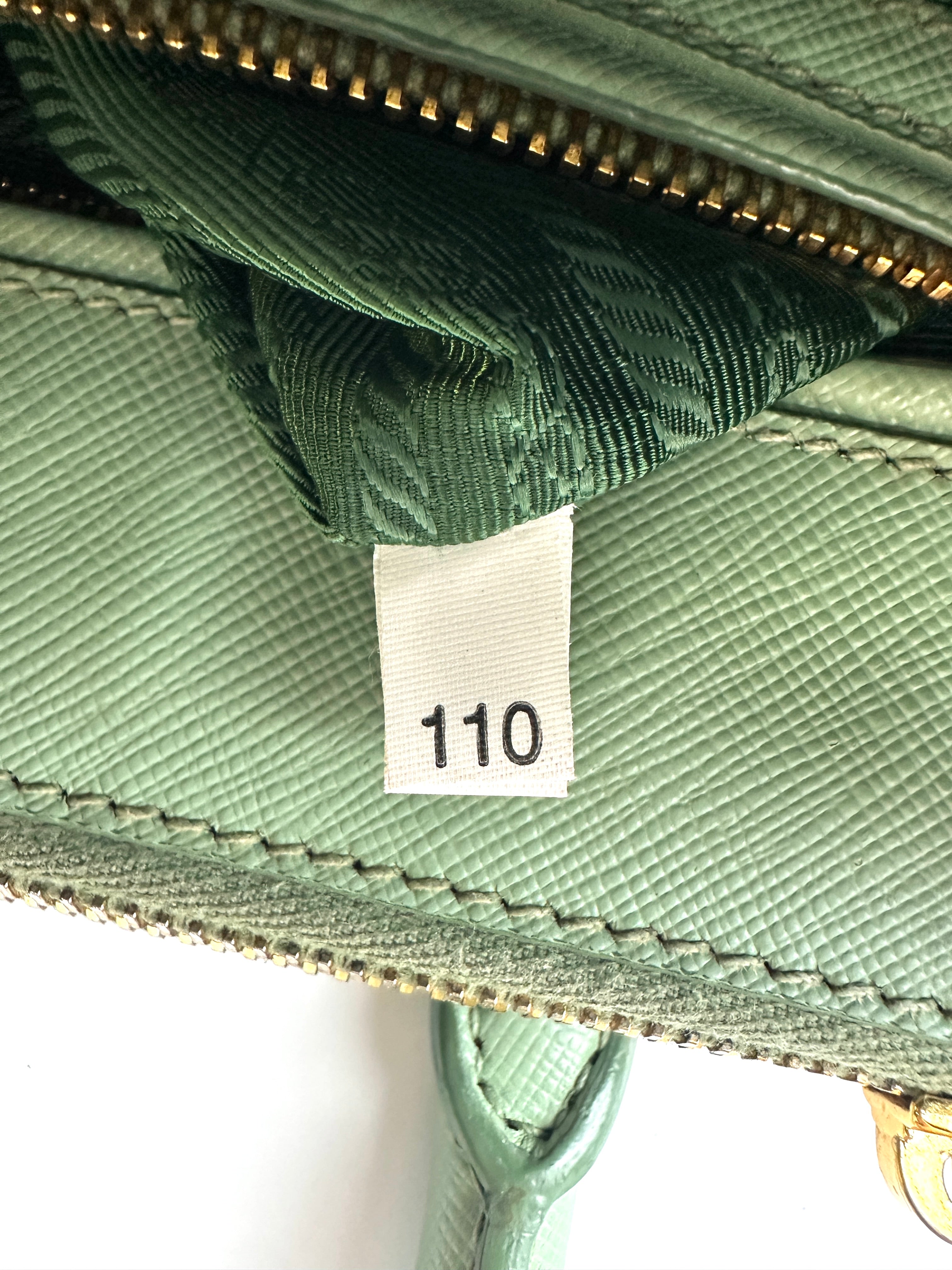 Prada Galleria Green Saffiano Leather Small Size Handle Bag PR485
