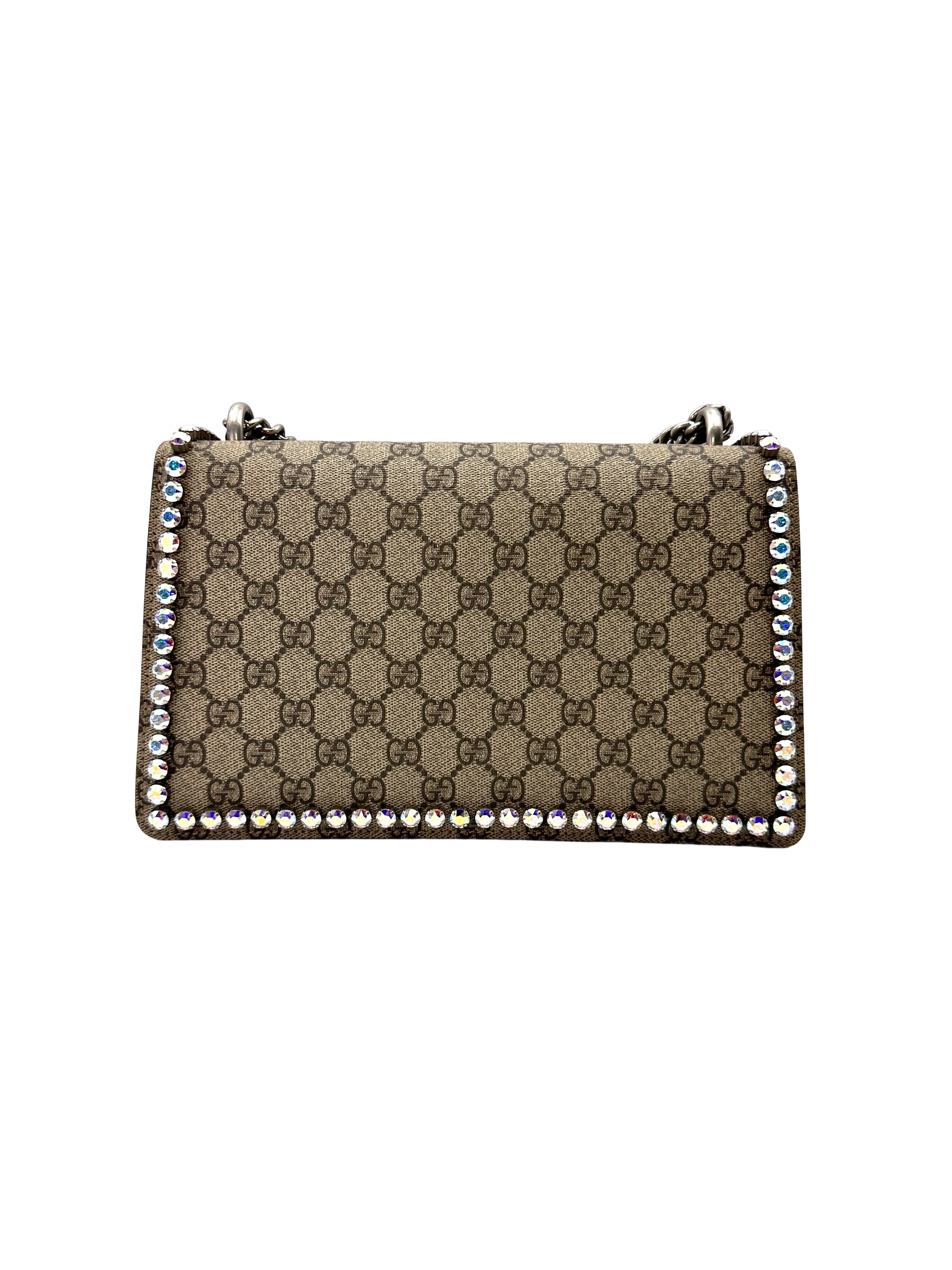 Gucci Dionysus Crystal Embellished GG Supreme Canvas Shoulder Bag With Black Tirm GG1326